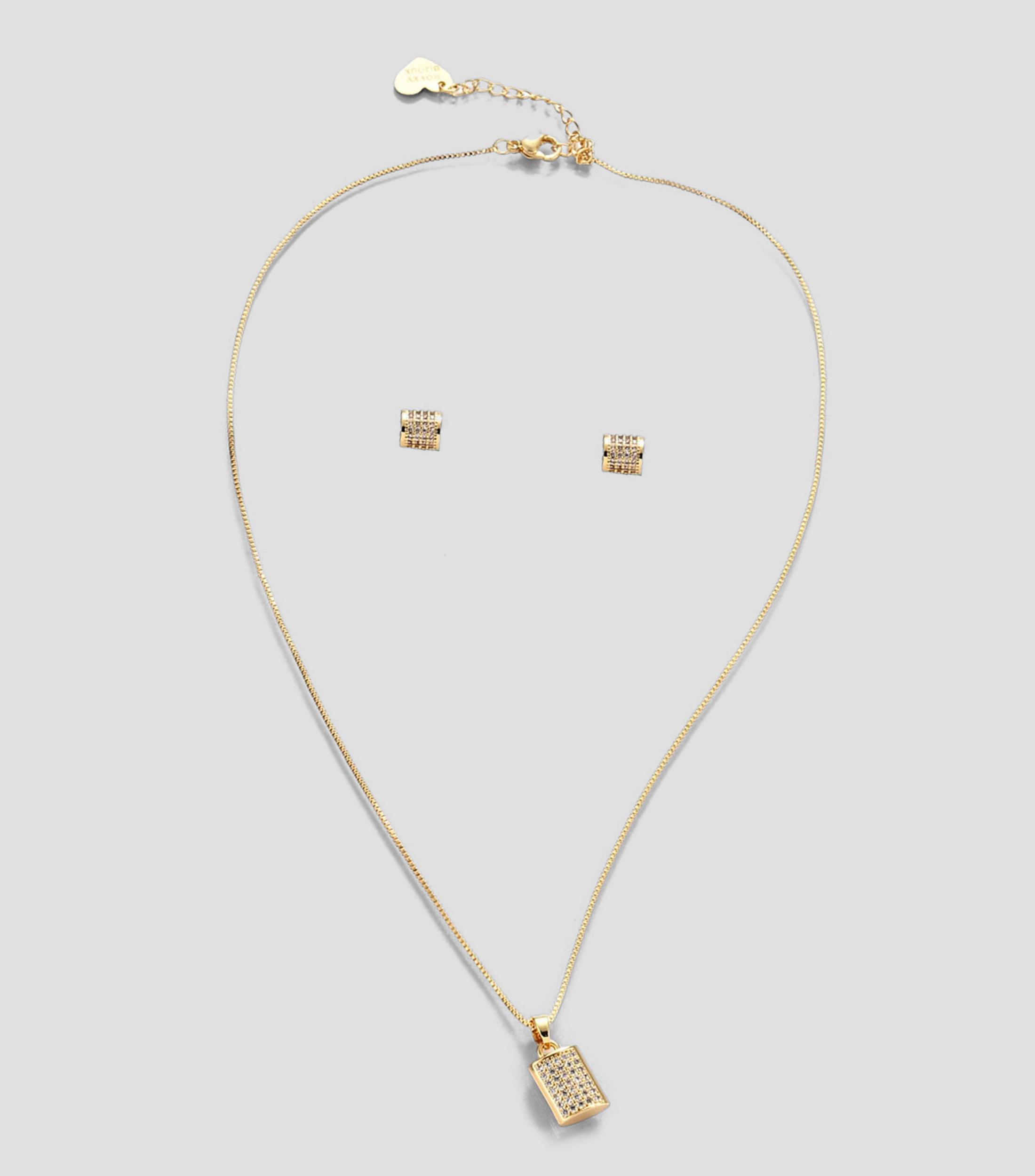 Set de collar y aretes en forma rectangular Mujer