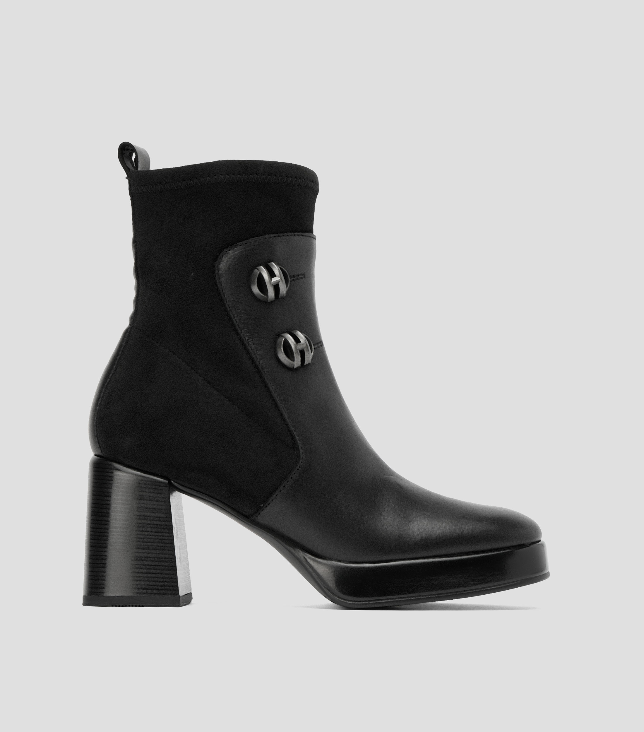 Botines con tacón de 8 cm ancho en piel Tokio Mujer