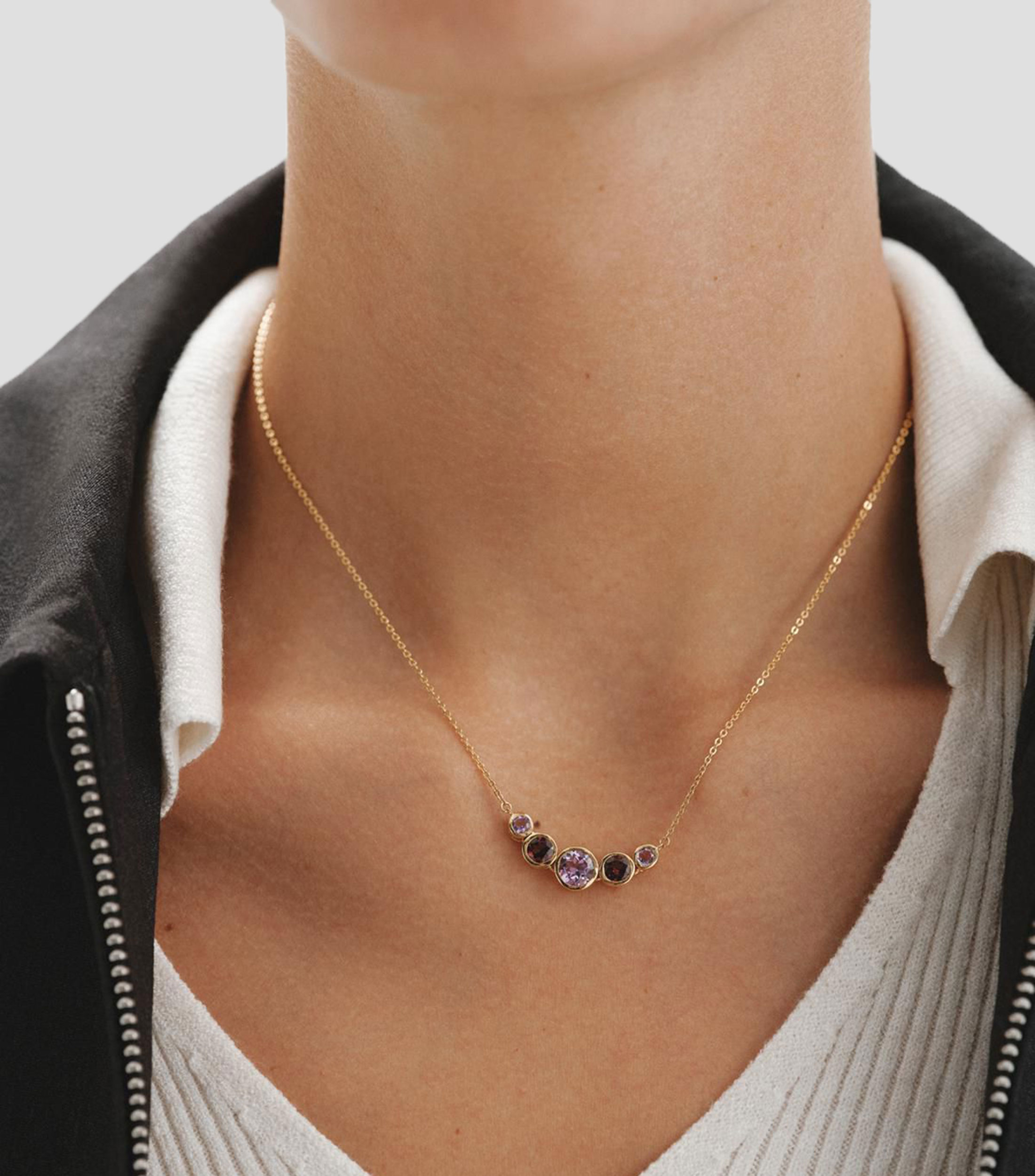 Collar en plata .925 con rodolitas y amatistas Florence Mujer
