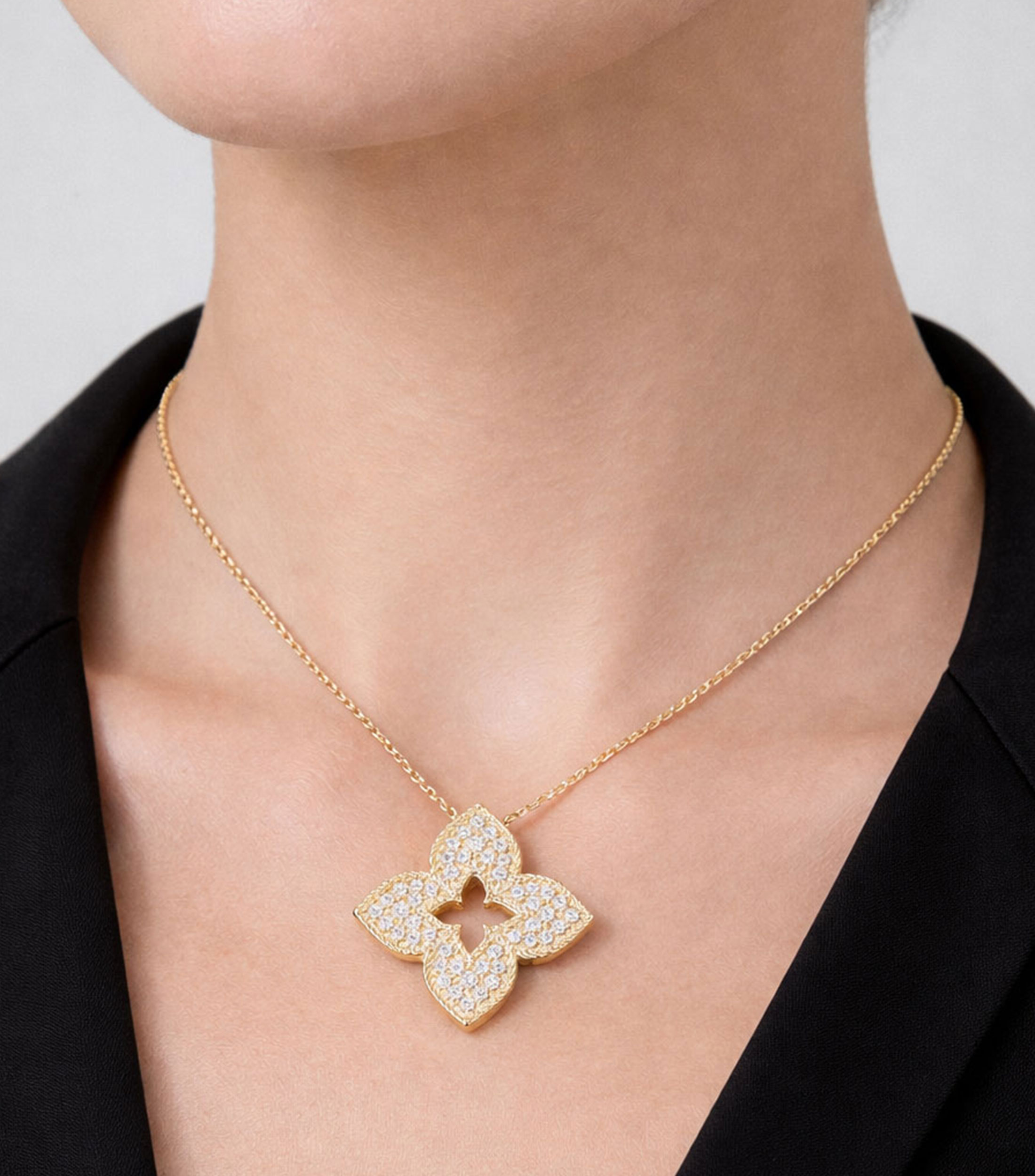 Collar en oro amarillo de 18 kilates con diamantes Princesa Veneciana Mujer
