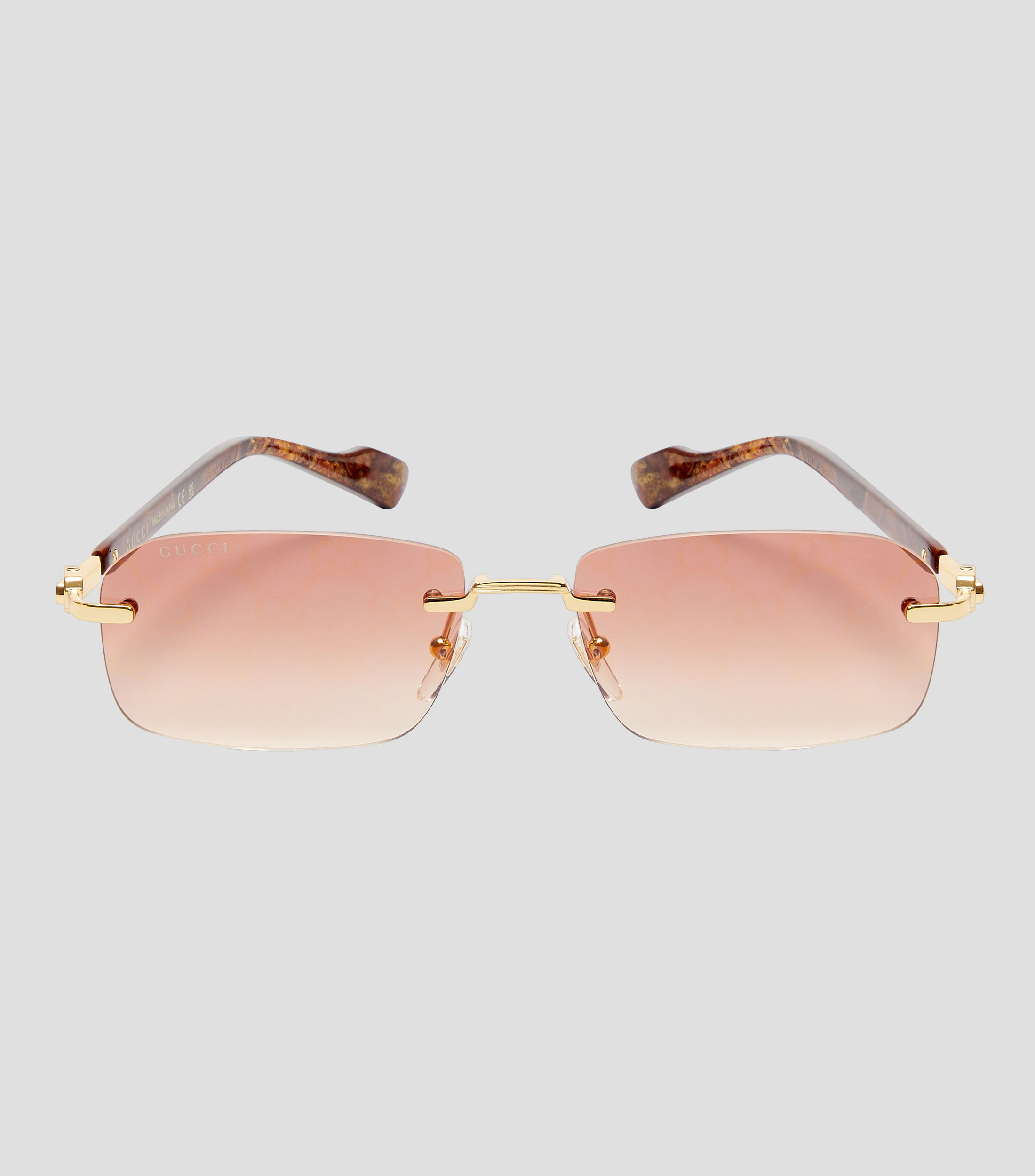 Lentes de sol rectangulares dorados Hombre