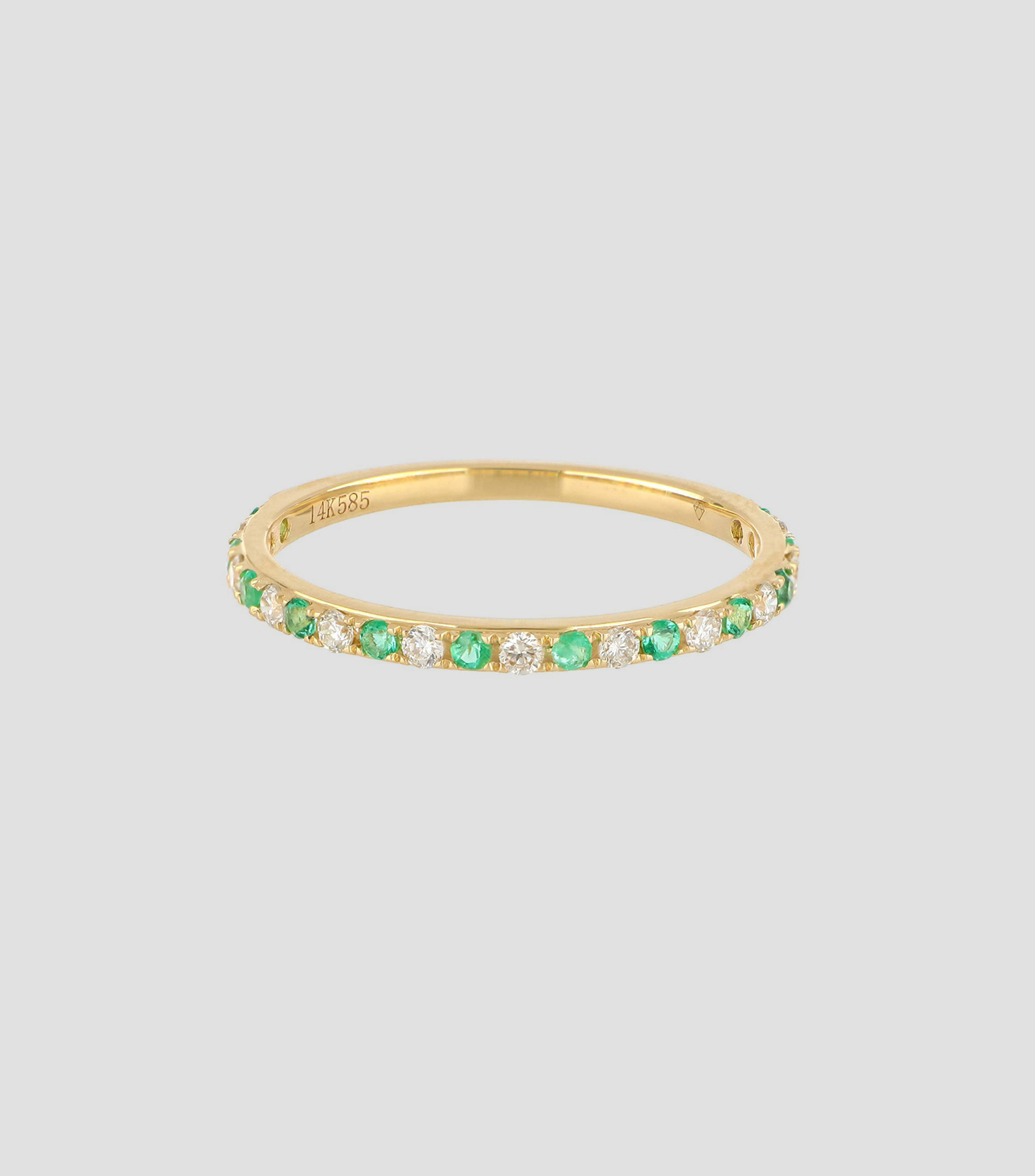 Anillo en oro con esmeralda y diamante Mujer