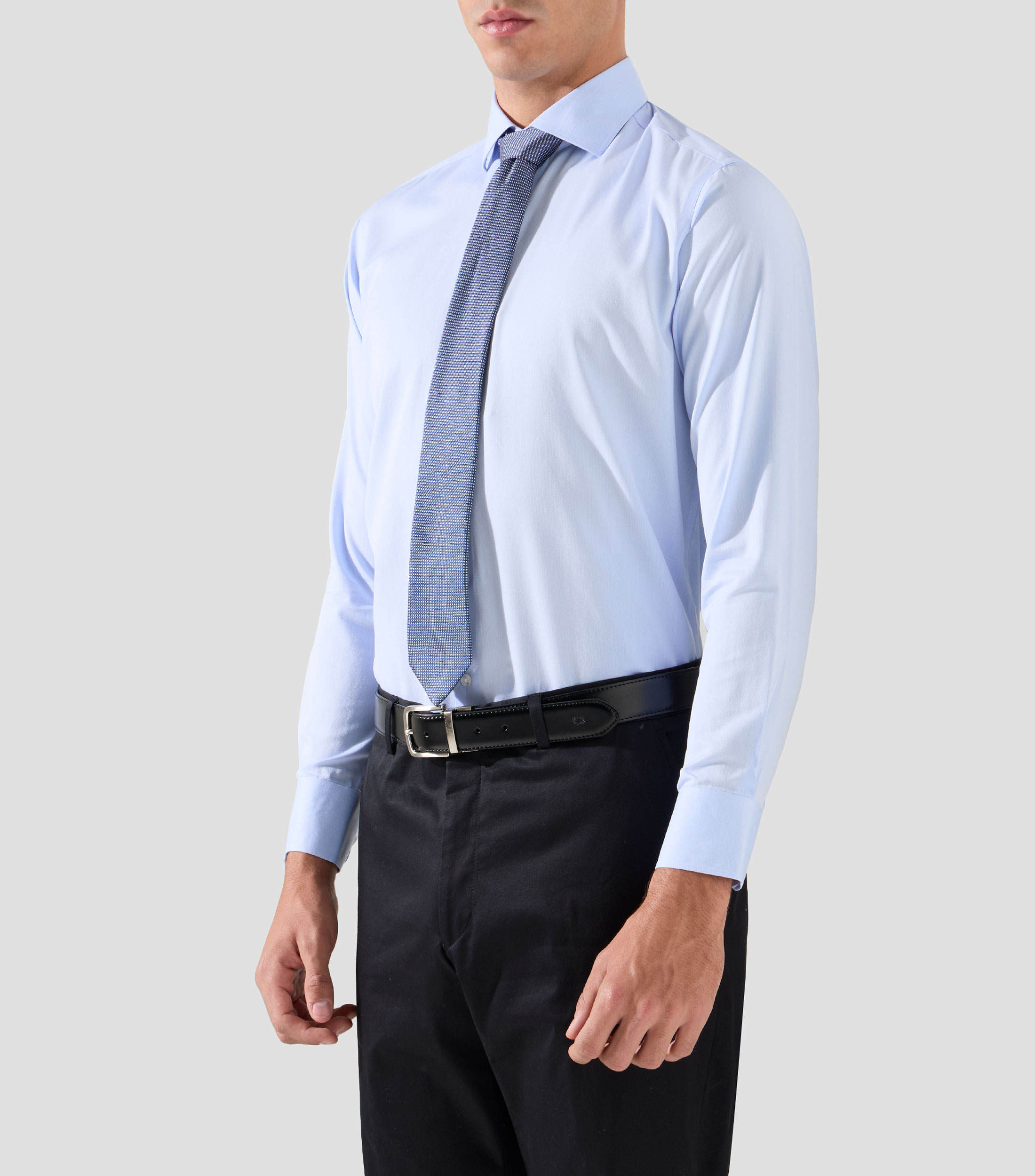 Camisa de vestir lisa con manga larga Hombre