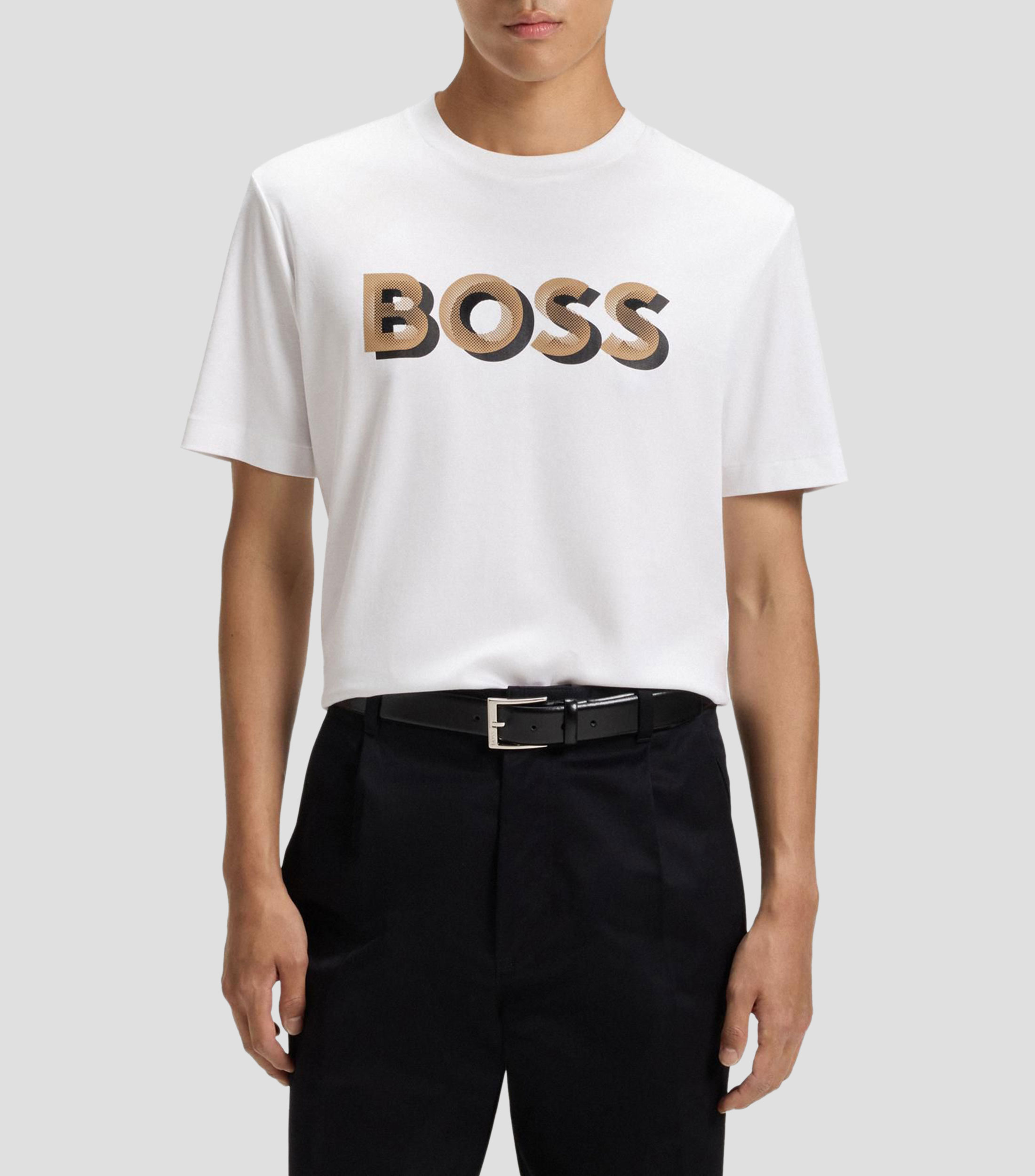 Playera de algodón mercerizado con logo de diseño Hombre