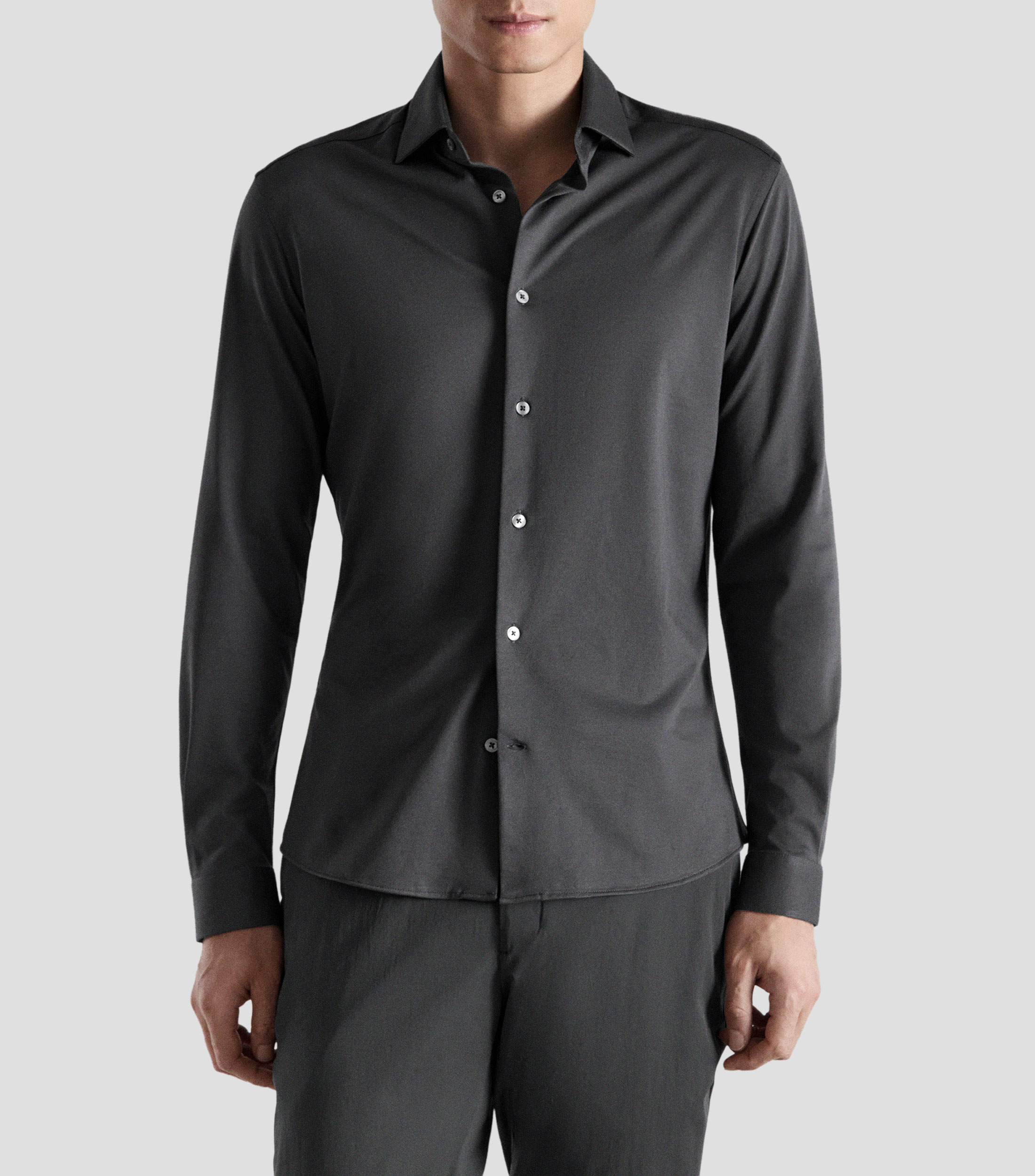 Camisa lisa manga larga Hombre