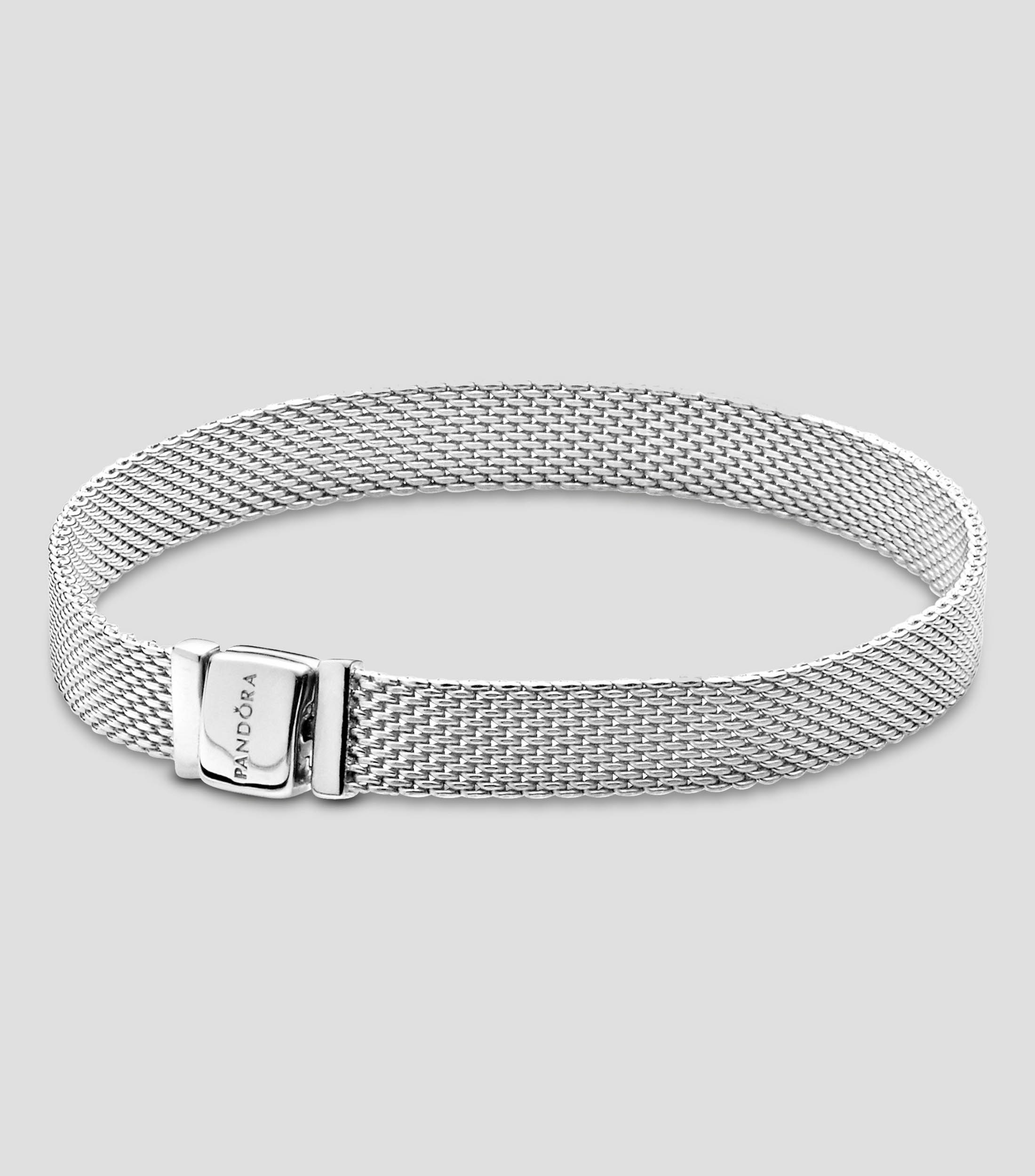 Brazalete en plata con acabado tipo malla Mujer Talla 16 cm