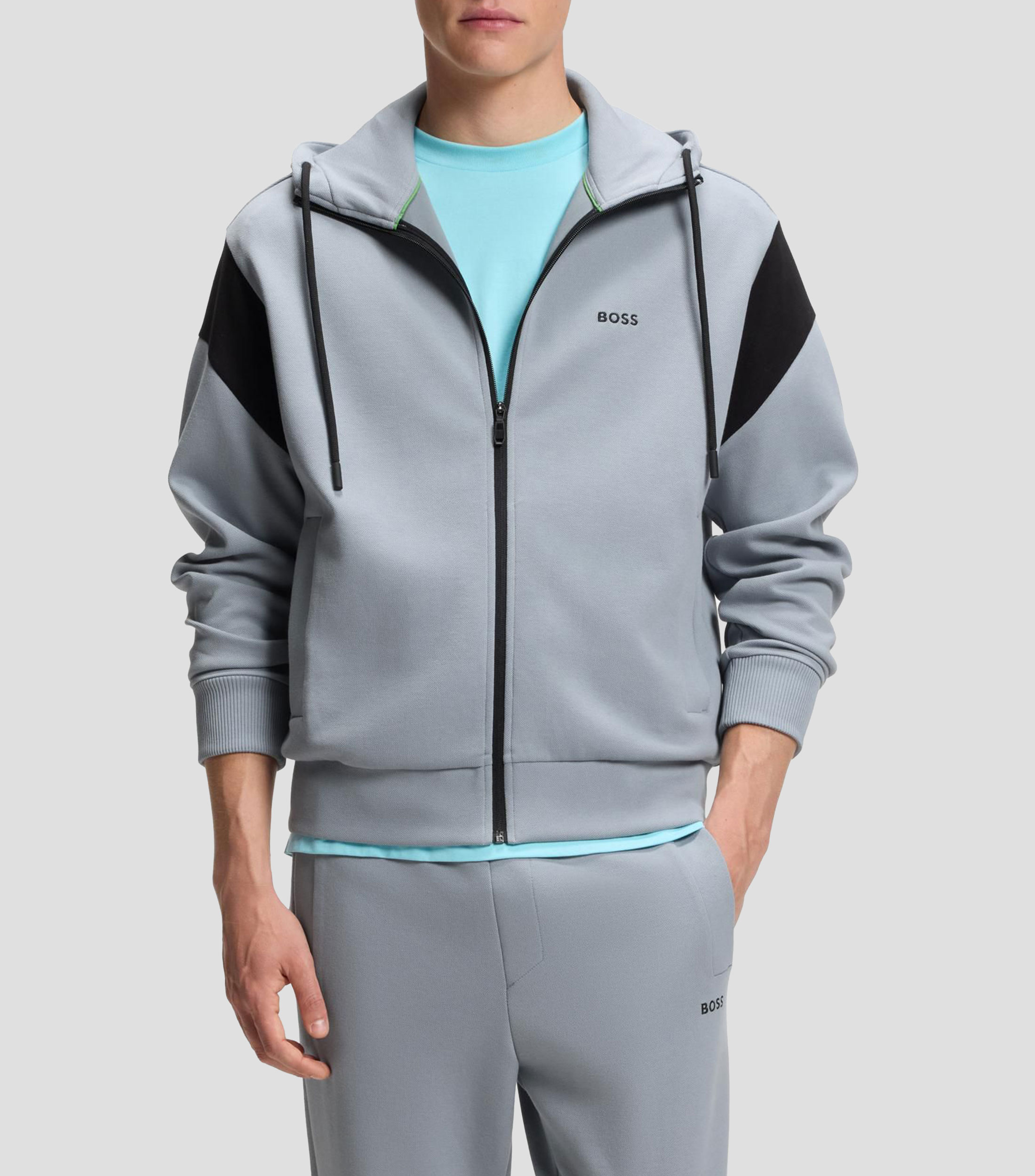 Sudadera regular en piqué con cremallera Hombre