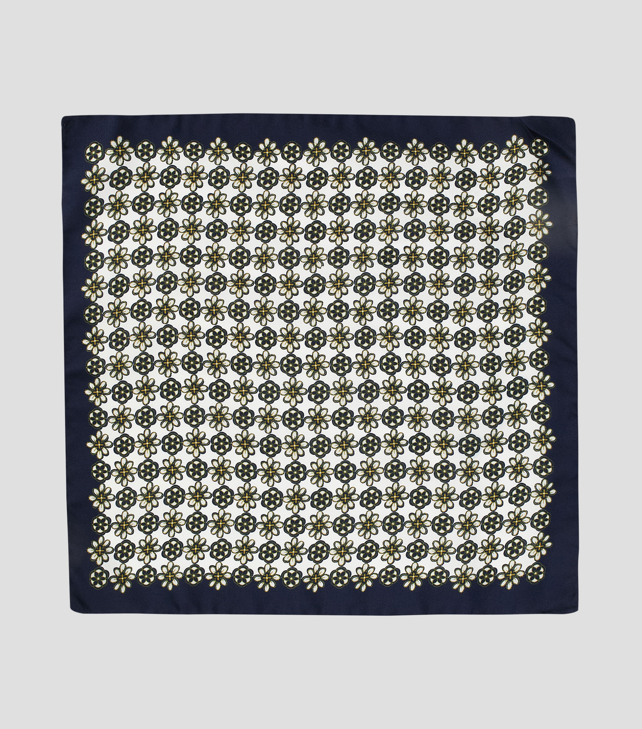 Pañuelo en seda blanco con azul estampado Hombre