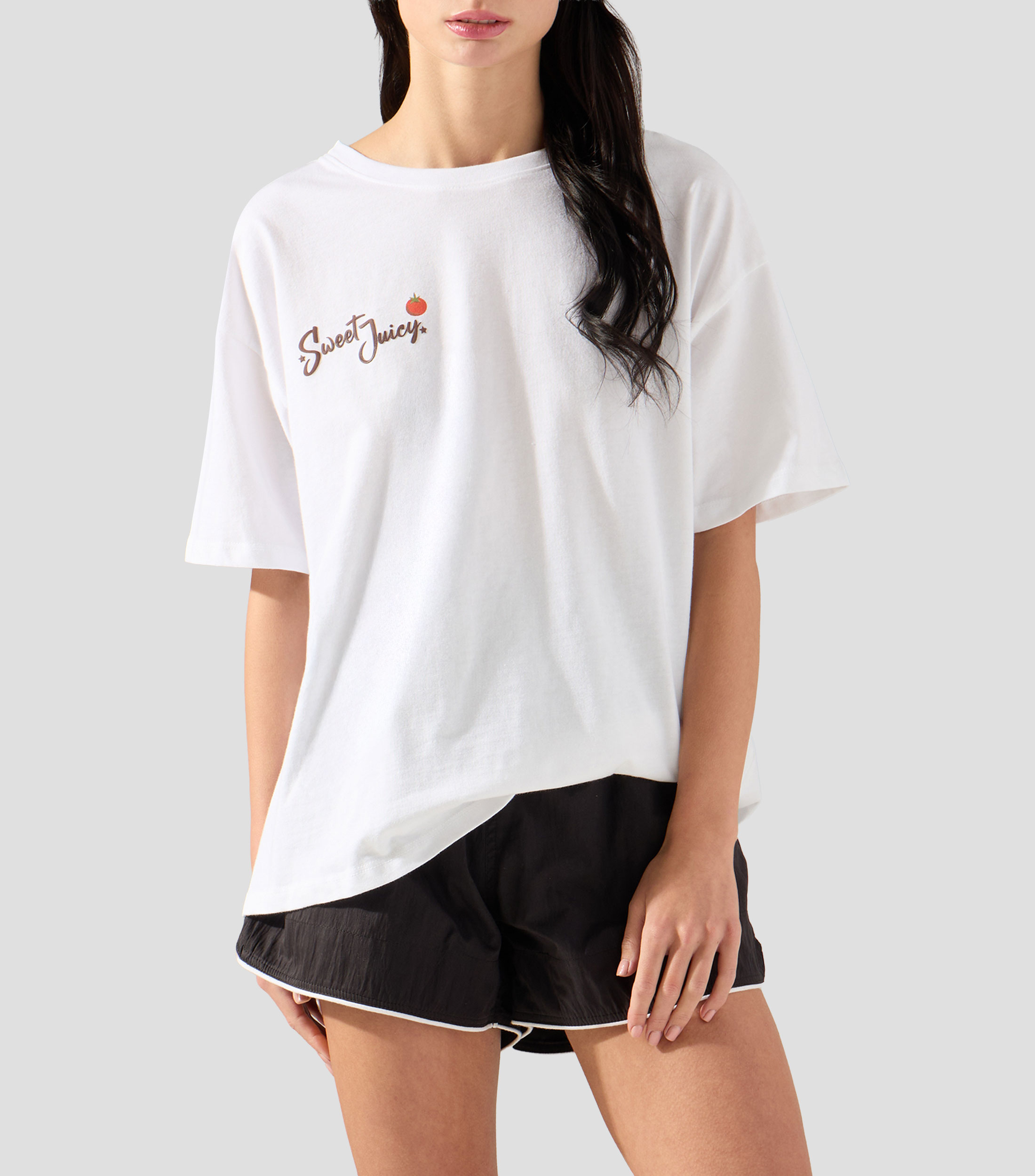 Playera cuello redondo manga corta lisa Mujer