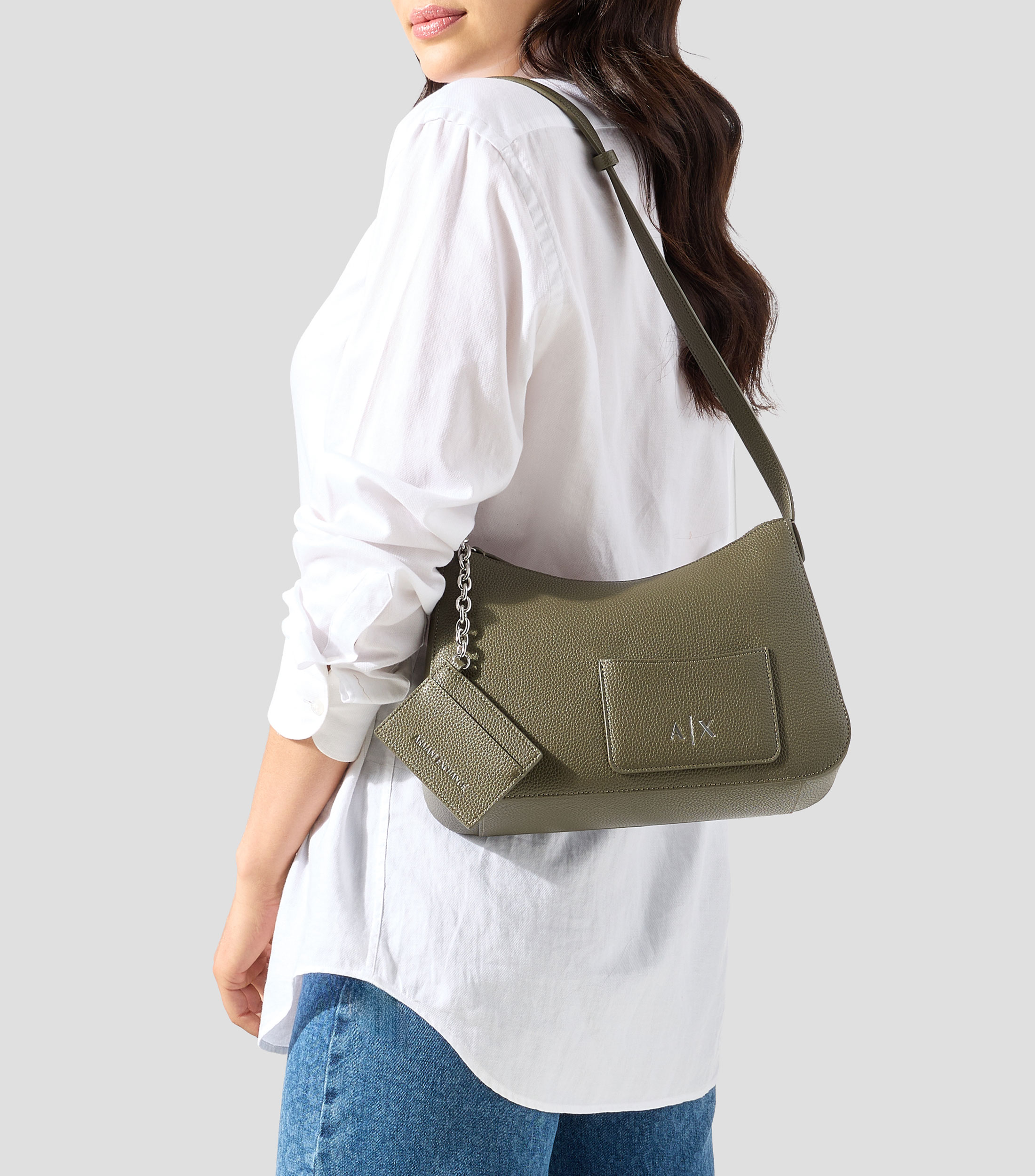 Bolsa shoulder verde lisa Mujer