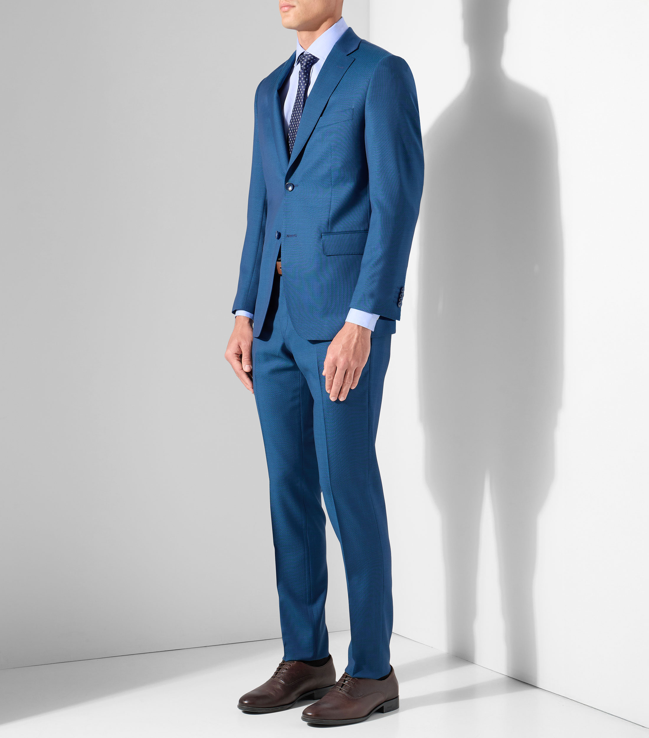 Traje de lana corte regular con microdiseño Hombre