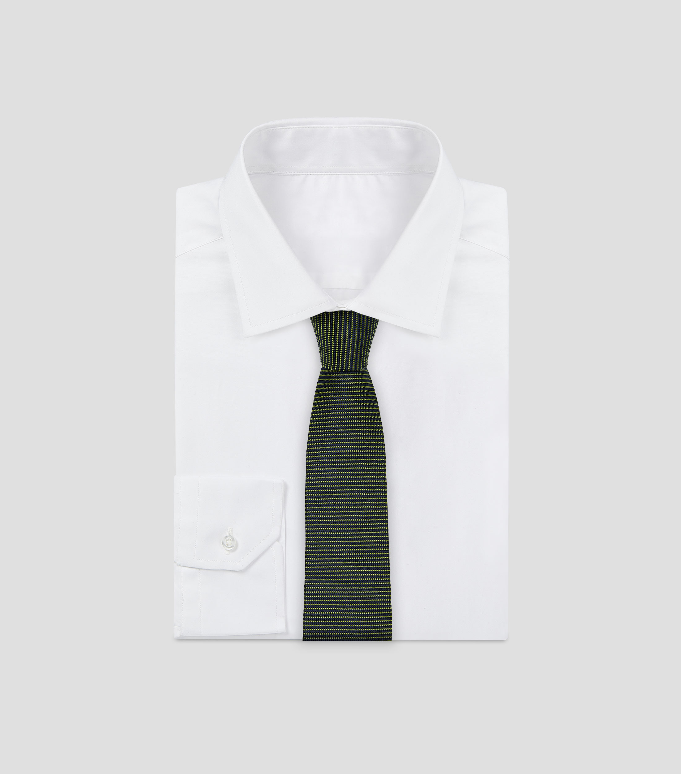 Corbata ancha en seda verde medio con jacquard Brera