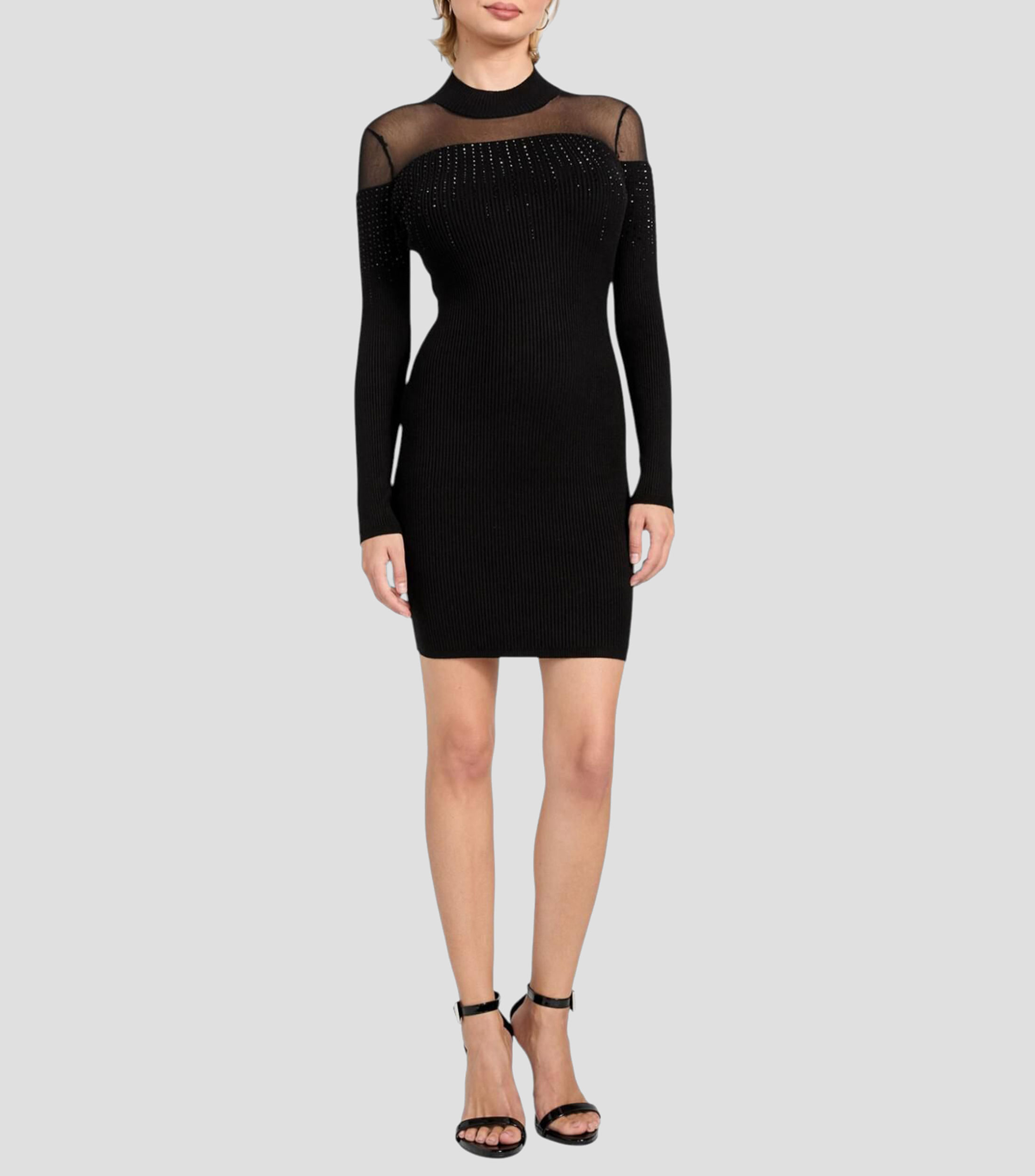 Vestido de fiesta corto manga larga liso Mujer