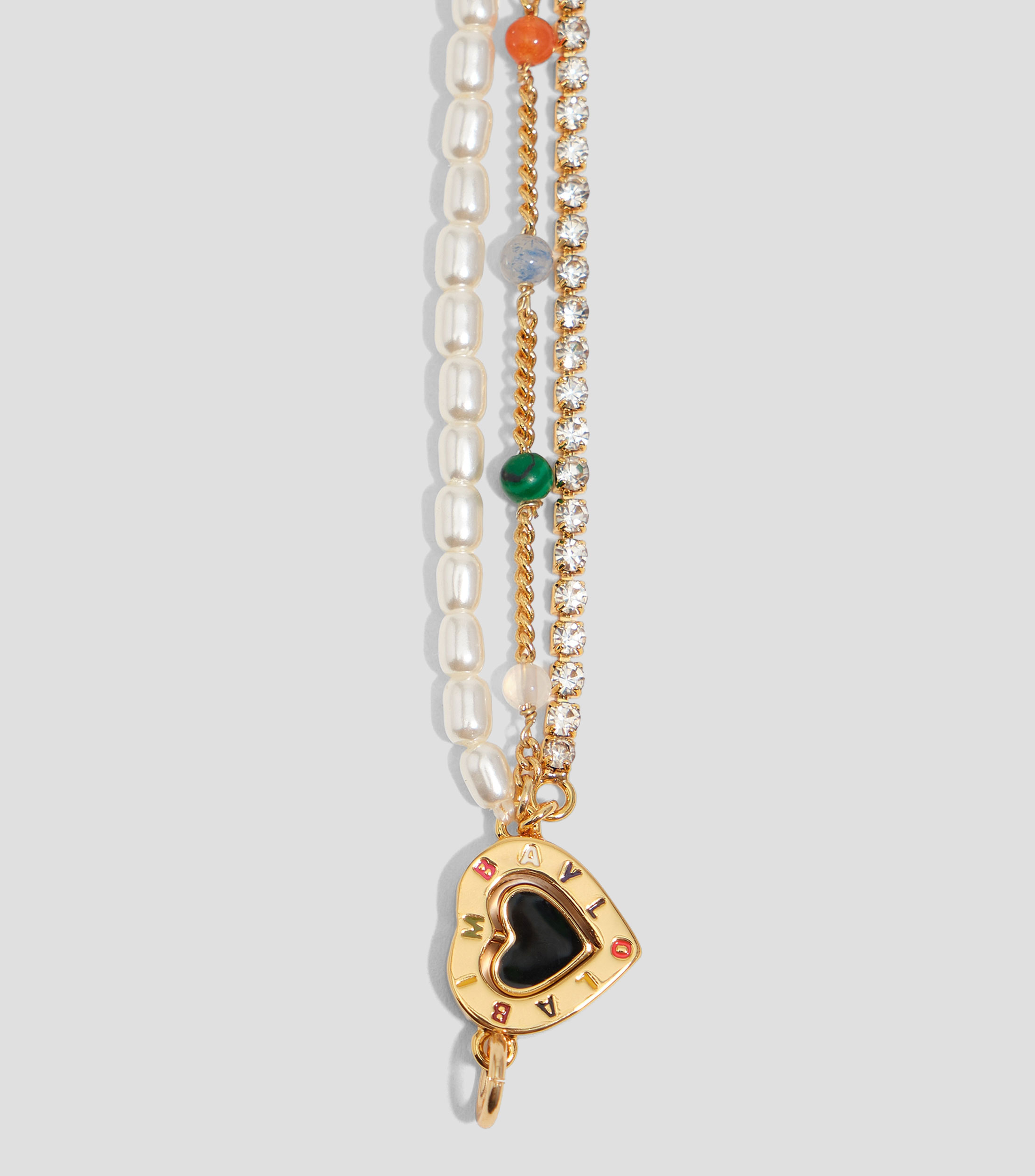 Pulsera triple logo corazón dorada Mujer