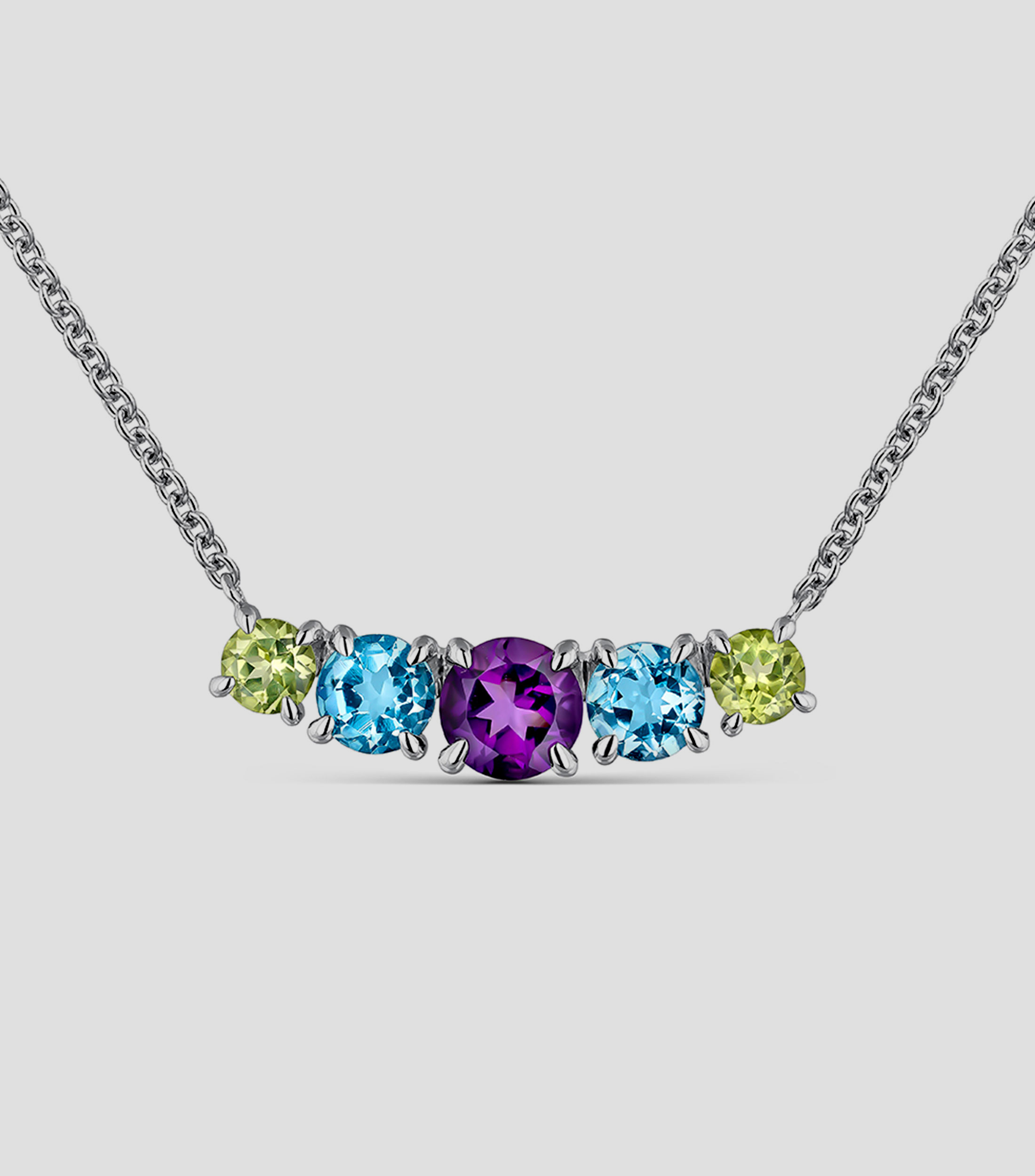 Collar en Plata .925 con Amatista y Topacios Mujer