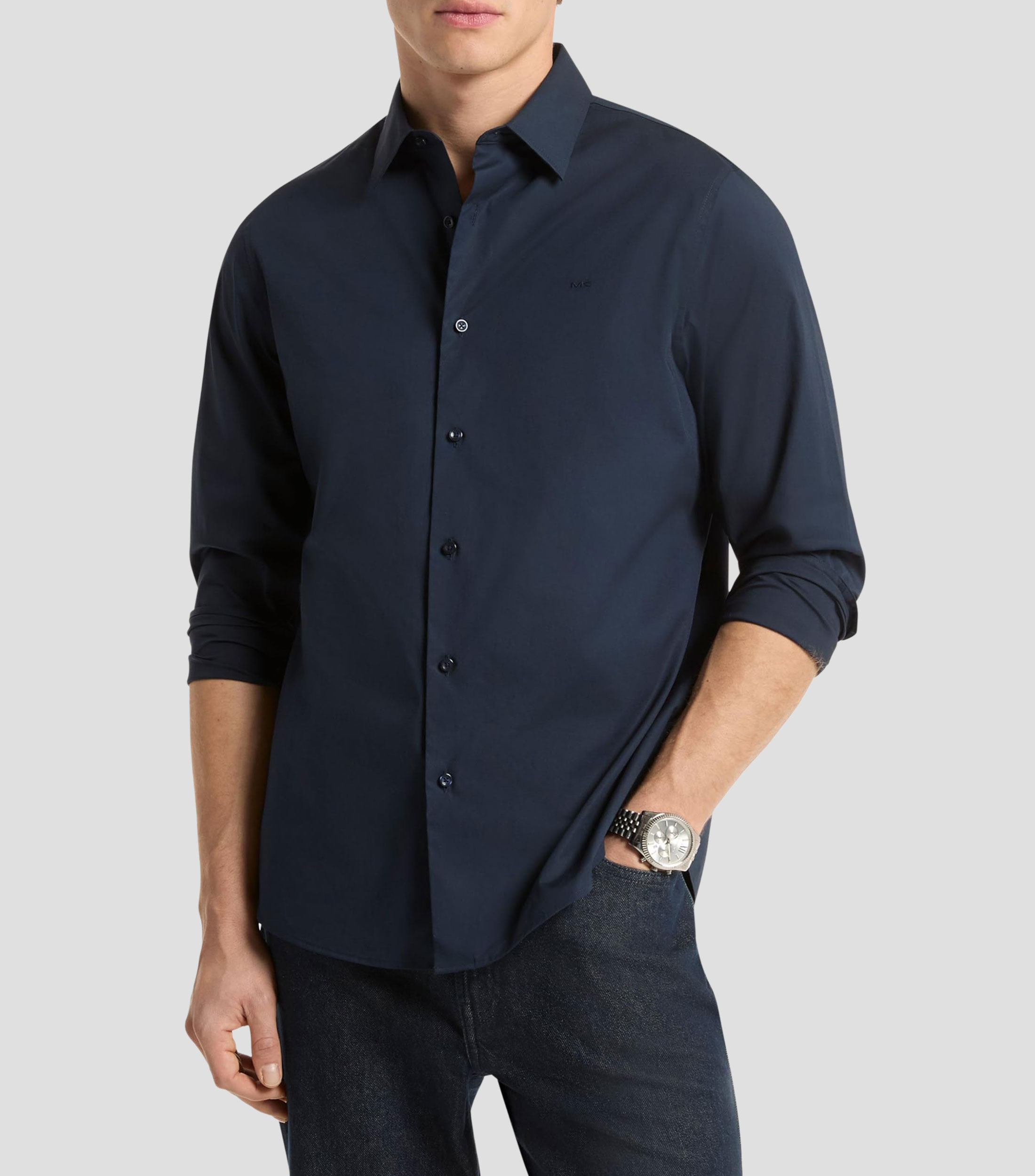 Camisa lisa manga larga Hombre