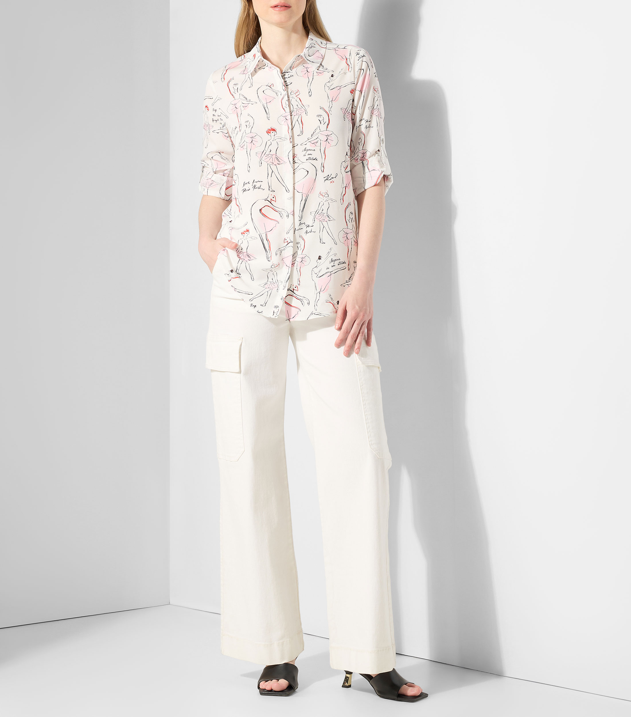 Camisa estampada con manga larga Mujer