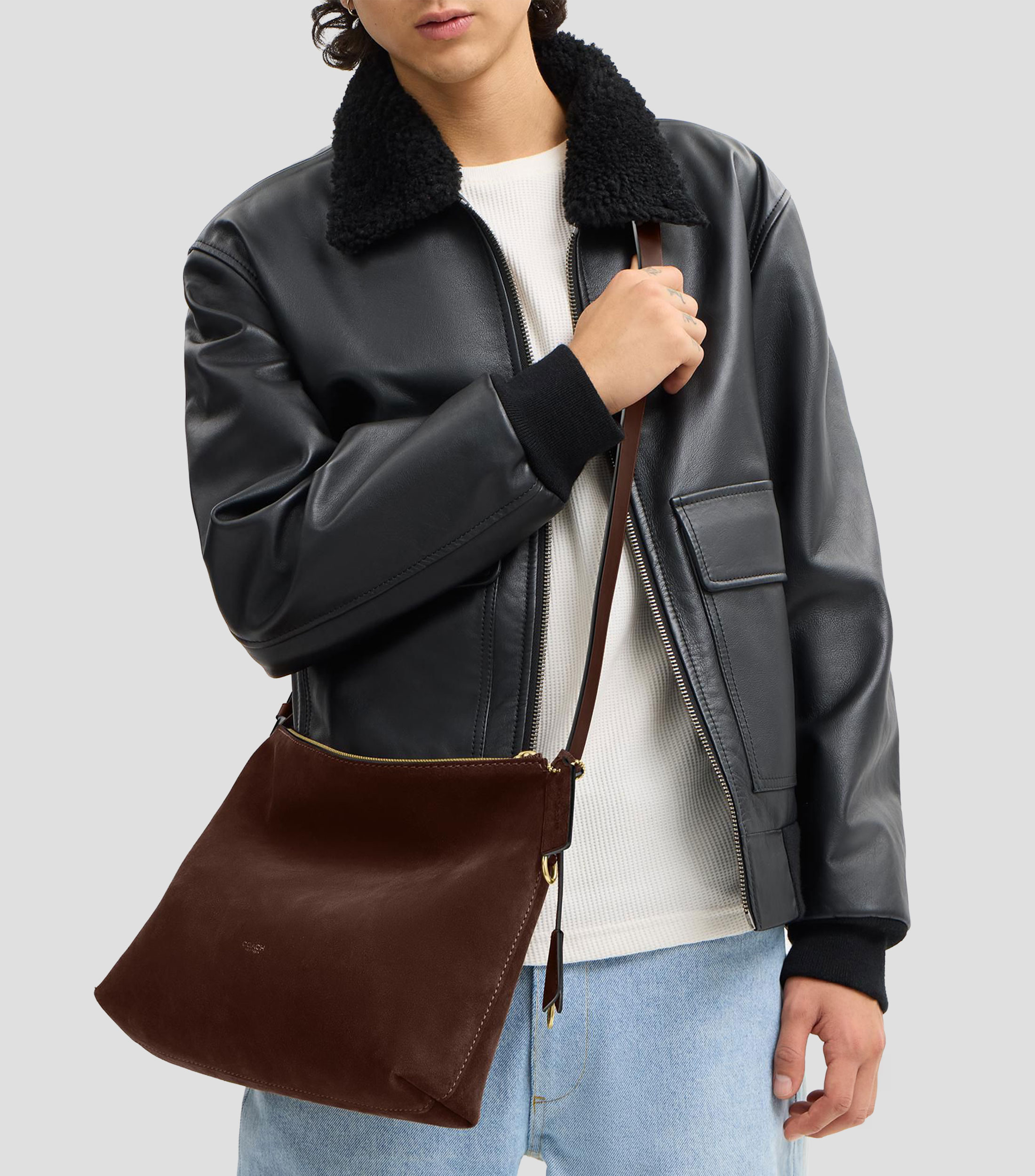 Bolsa Crossbody en suede fantasía Mujer