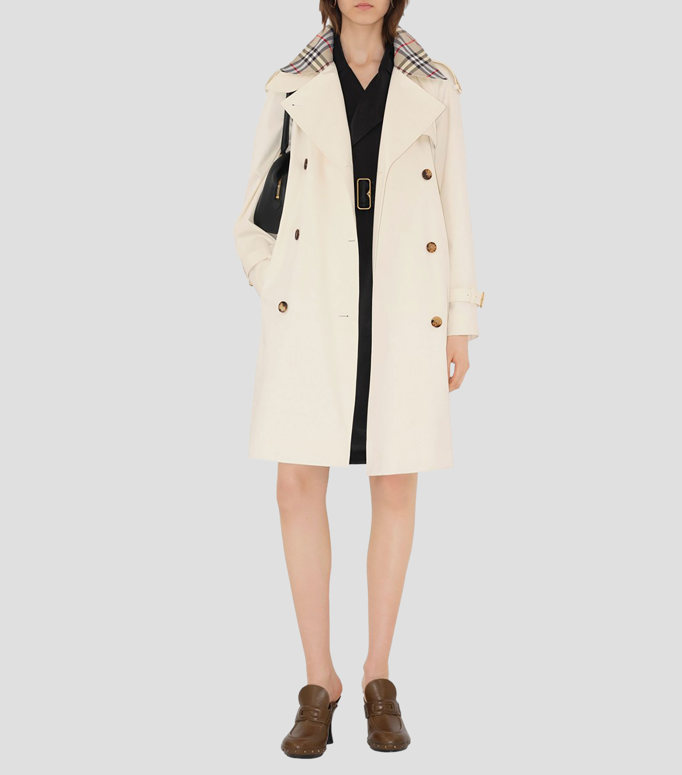 Gabardina Midi con Botonadura Mujer