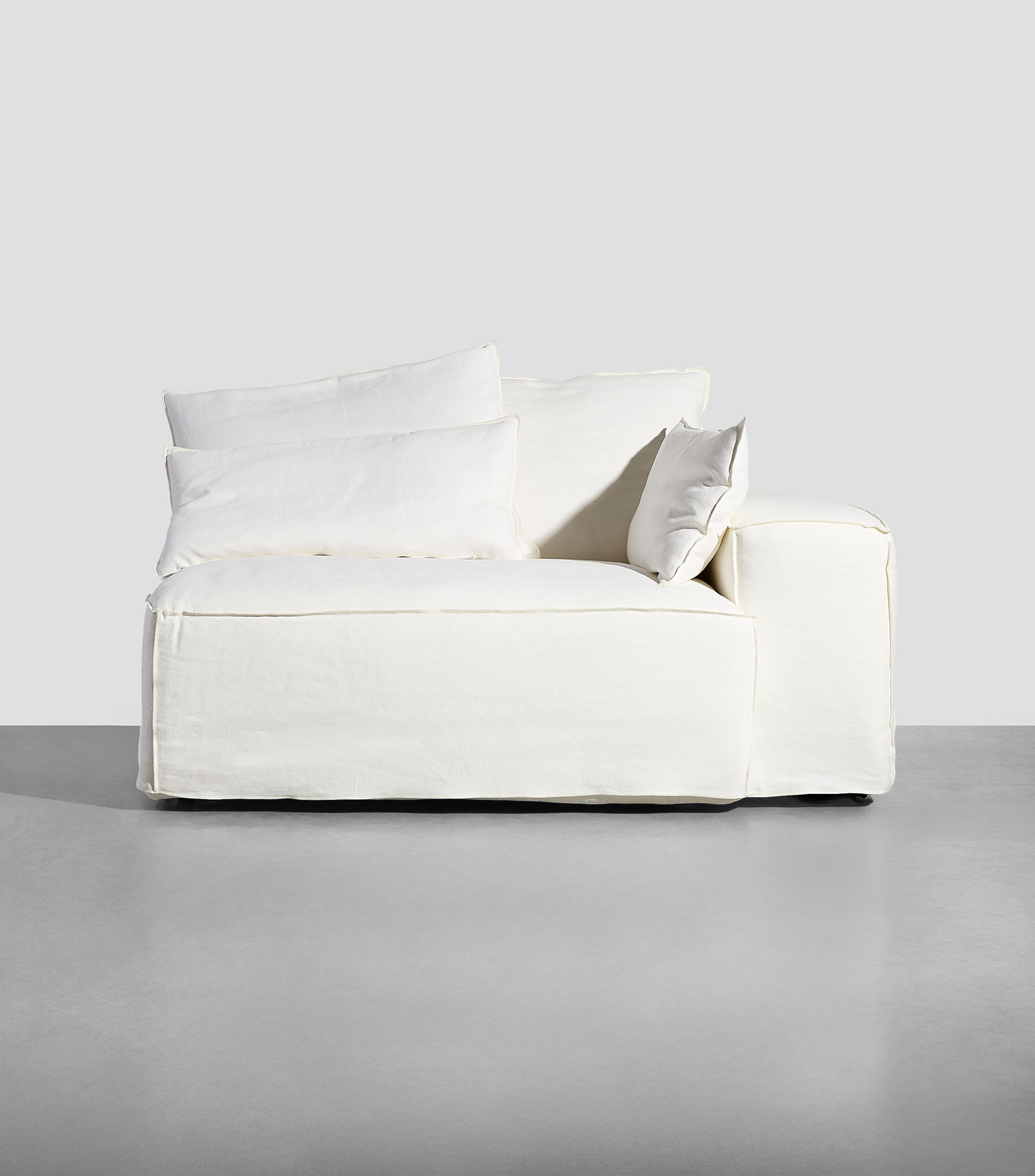 Sillón modular derecho en tela lino blanco