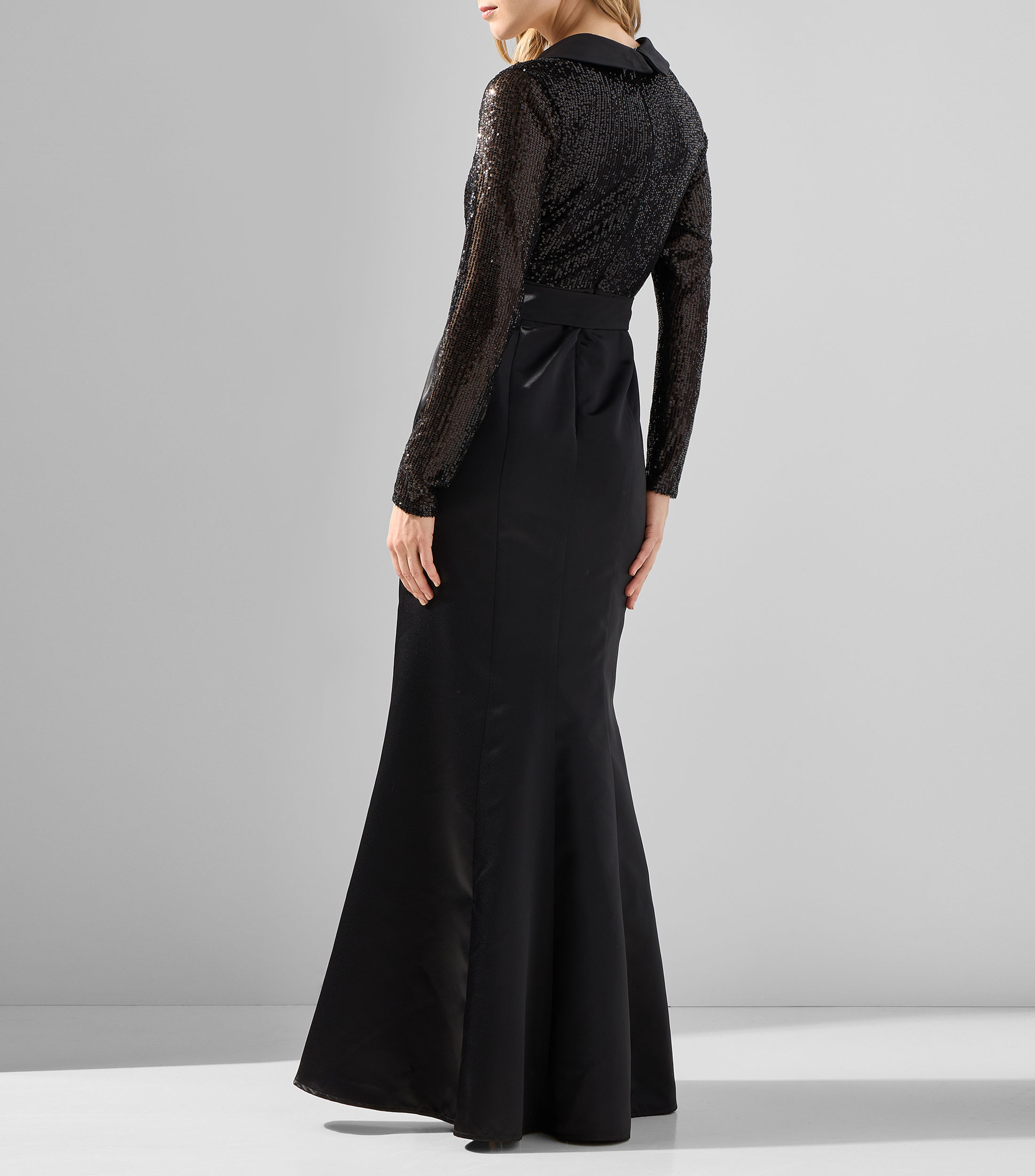 Vestido de fiesta largo manga larga liso Mujer