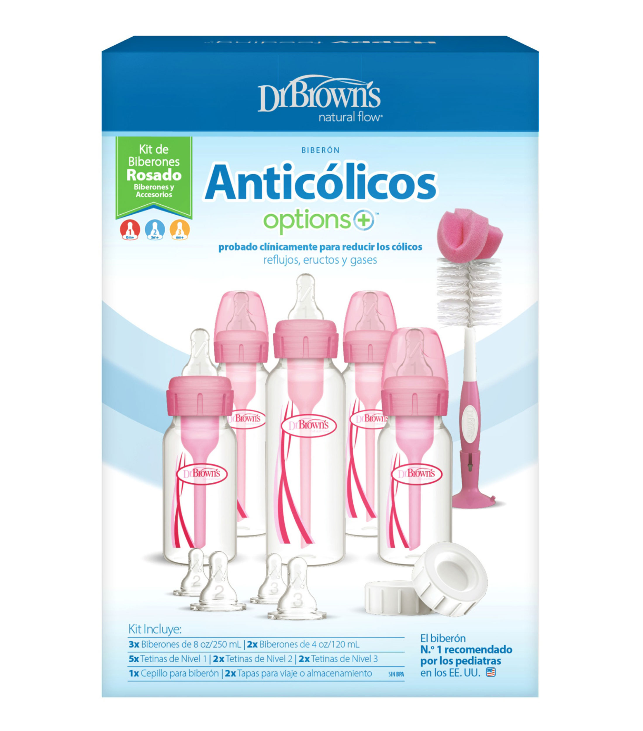 Set 5 biberones Options Rosa