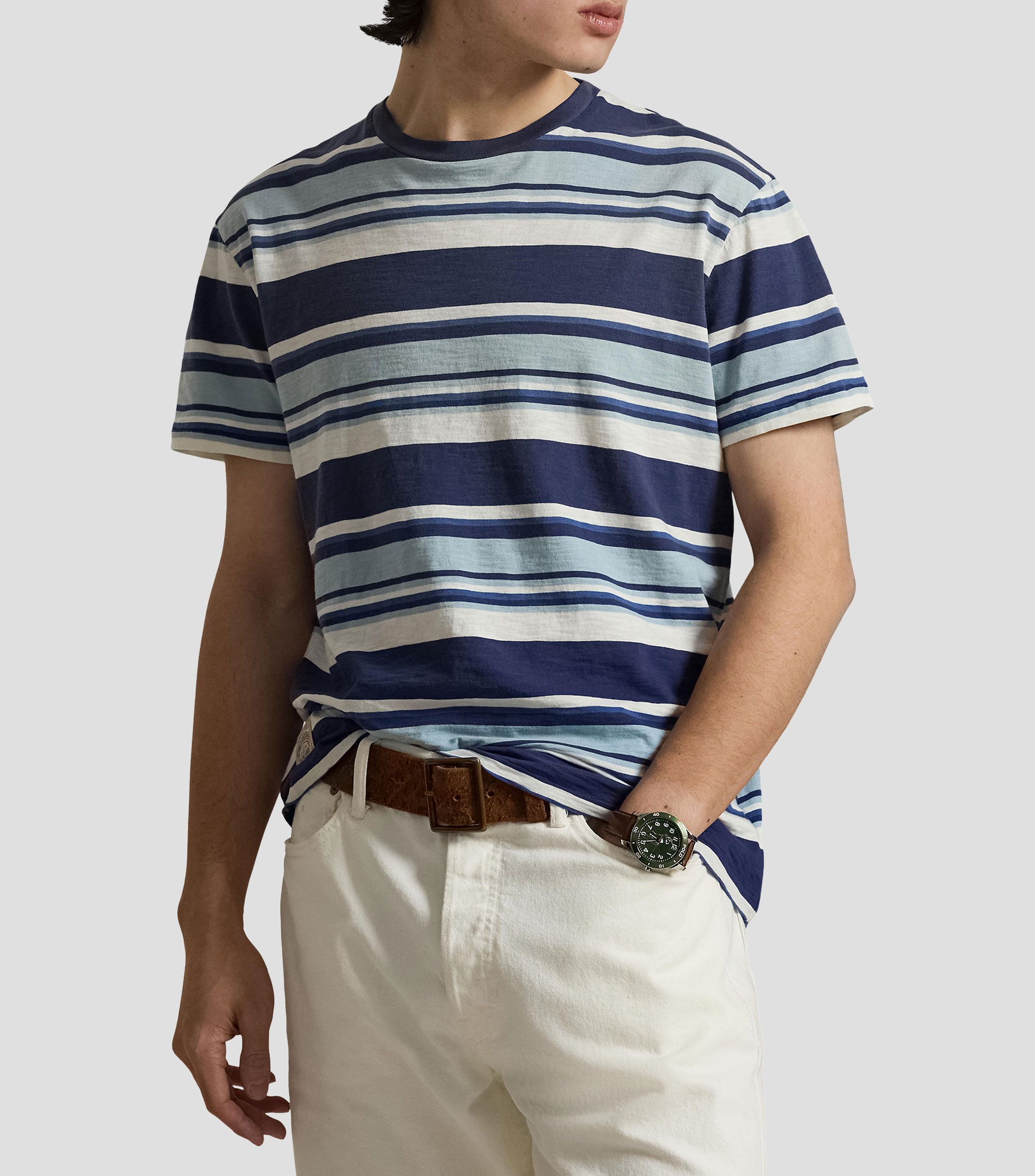Playera cuello redondo manga corta rayas Hombre