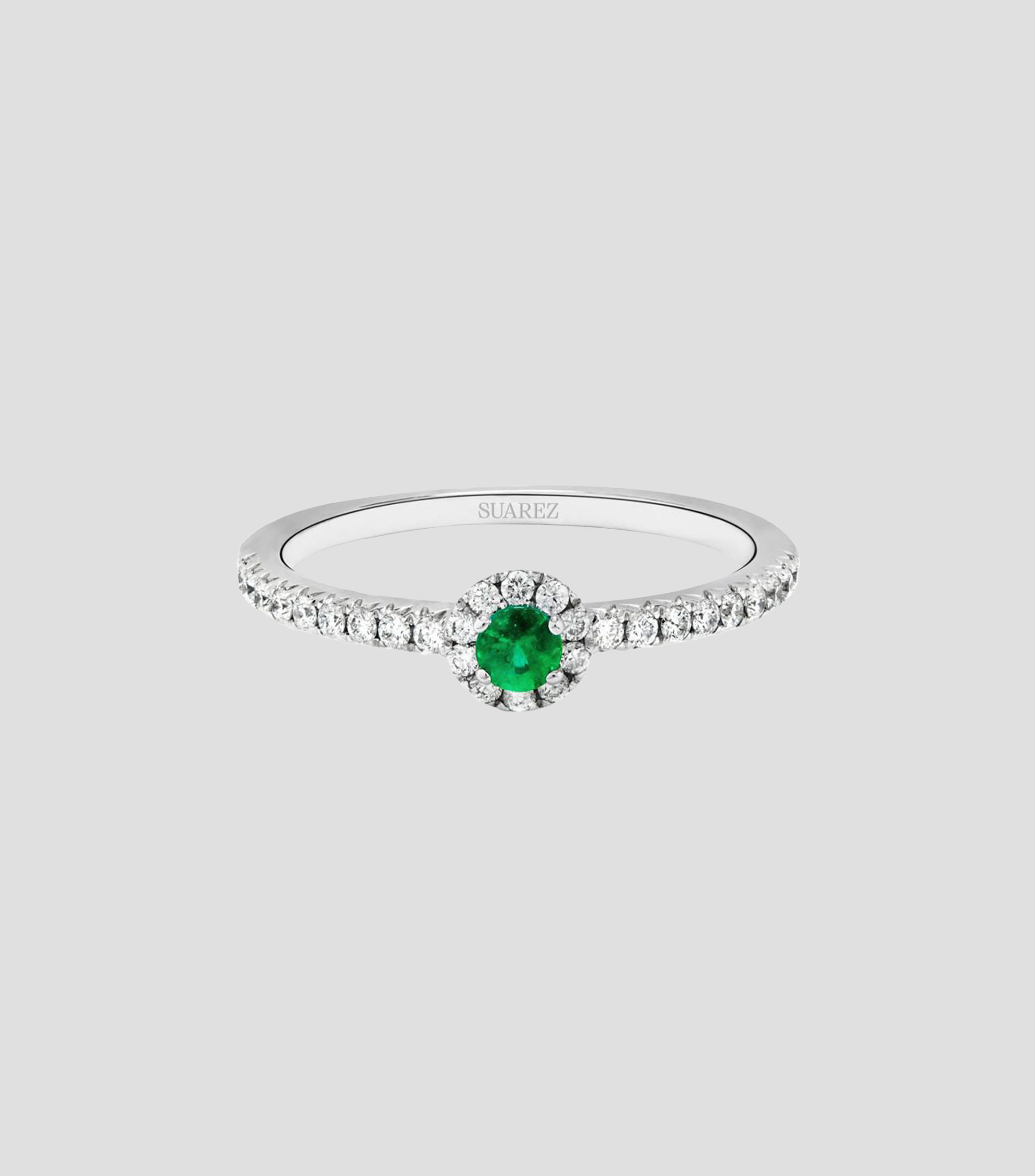 Anillo en Oro blanco de 18 Kilates con esmeralda Big Three Mujer