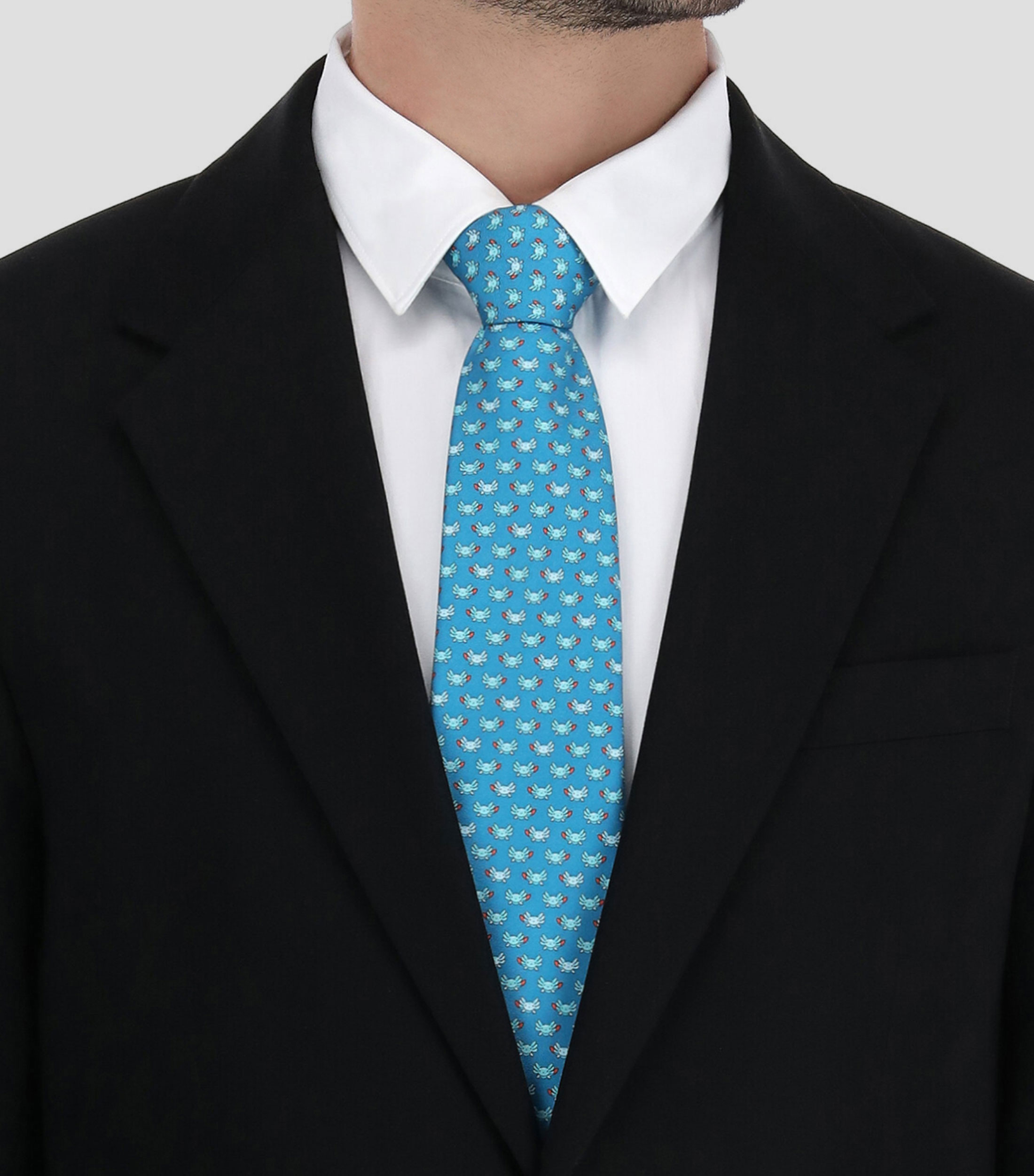 Corbata ancha en seda con ajolotes Hombre
