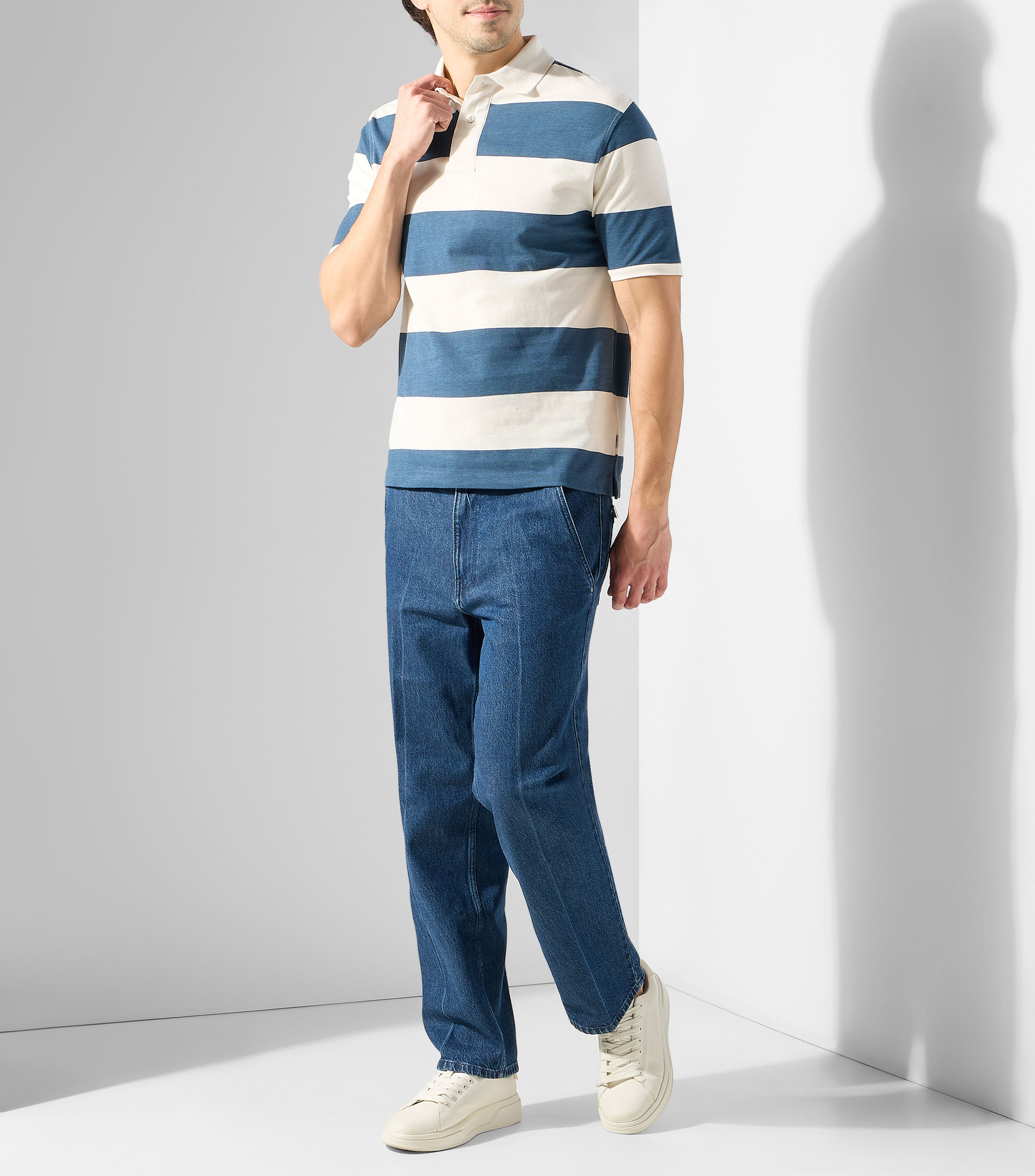 Playera tipo polo manga corta rayas Hombre