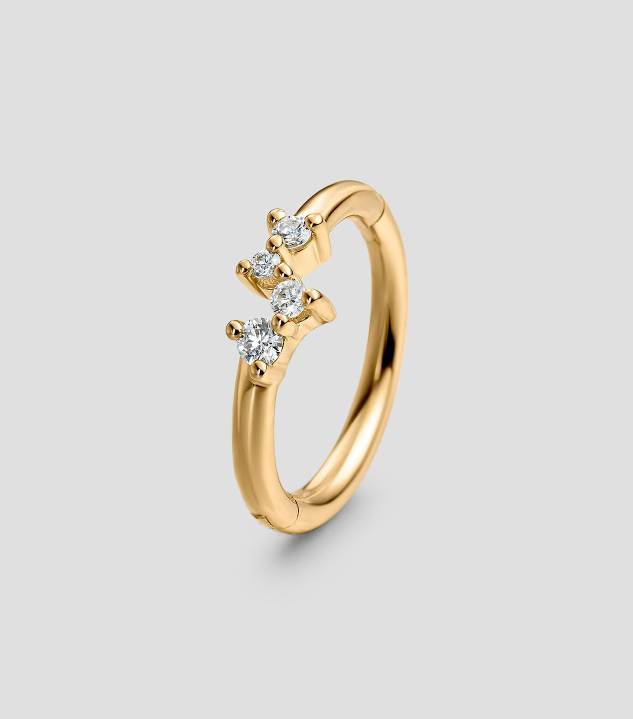 Pendiente individual pequeño de aro en oro amarillo de 18 kilates con diamantes Mic Mujer