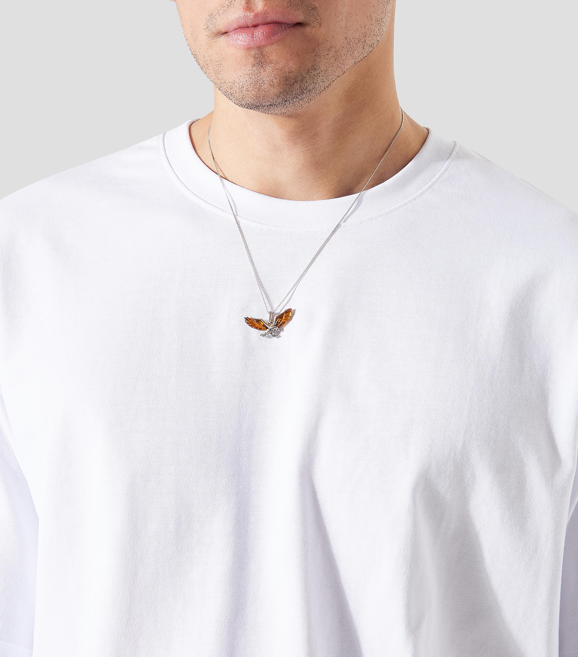 Dije con cadena en plata .925 con ambar Aguila Hombre
