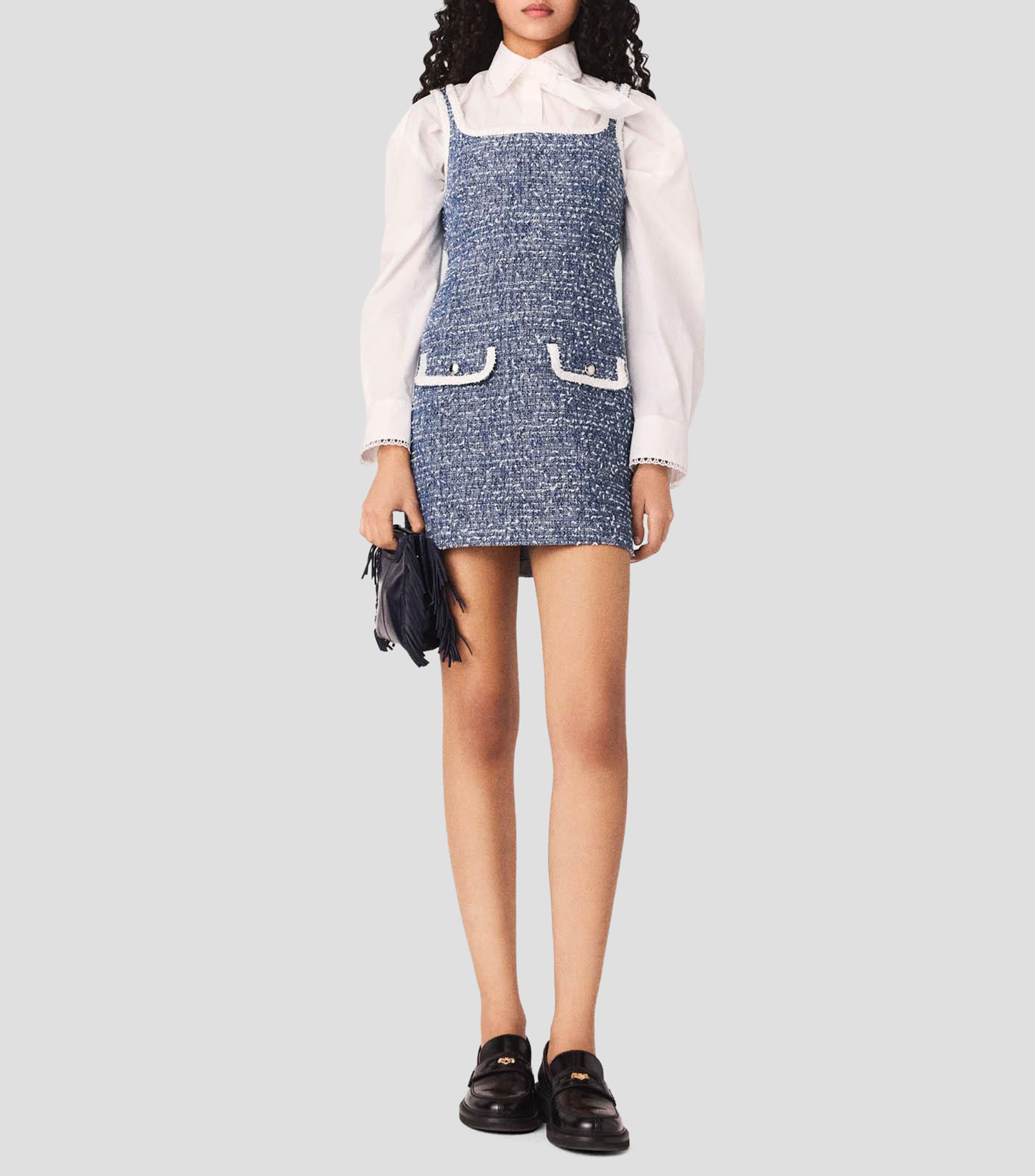 Vestido corto con microdiseños Mujer