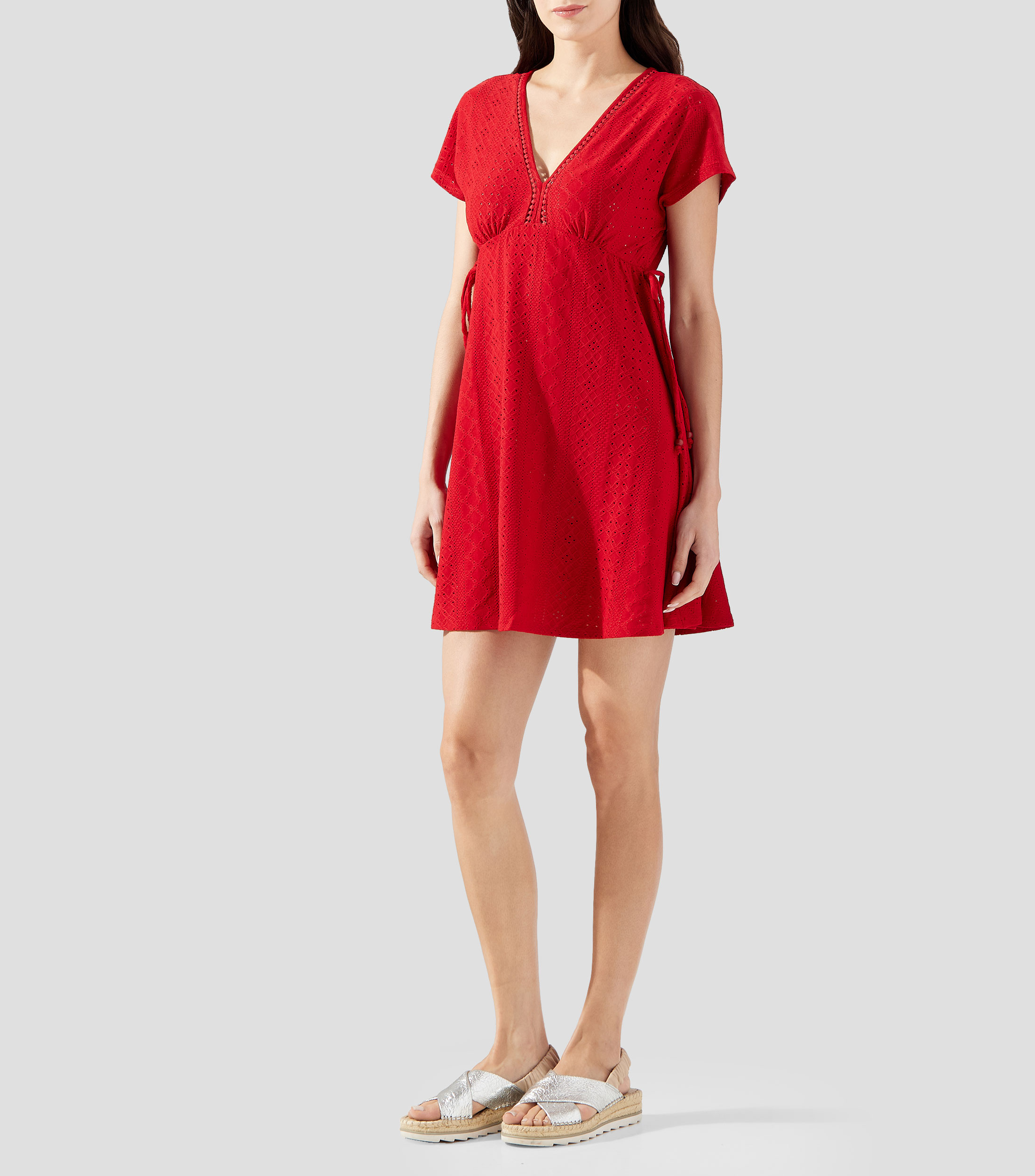 Vestido corto liso Mujer