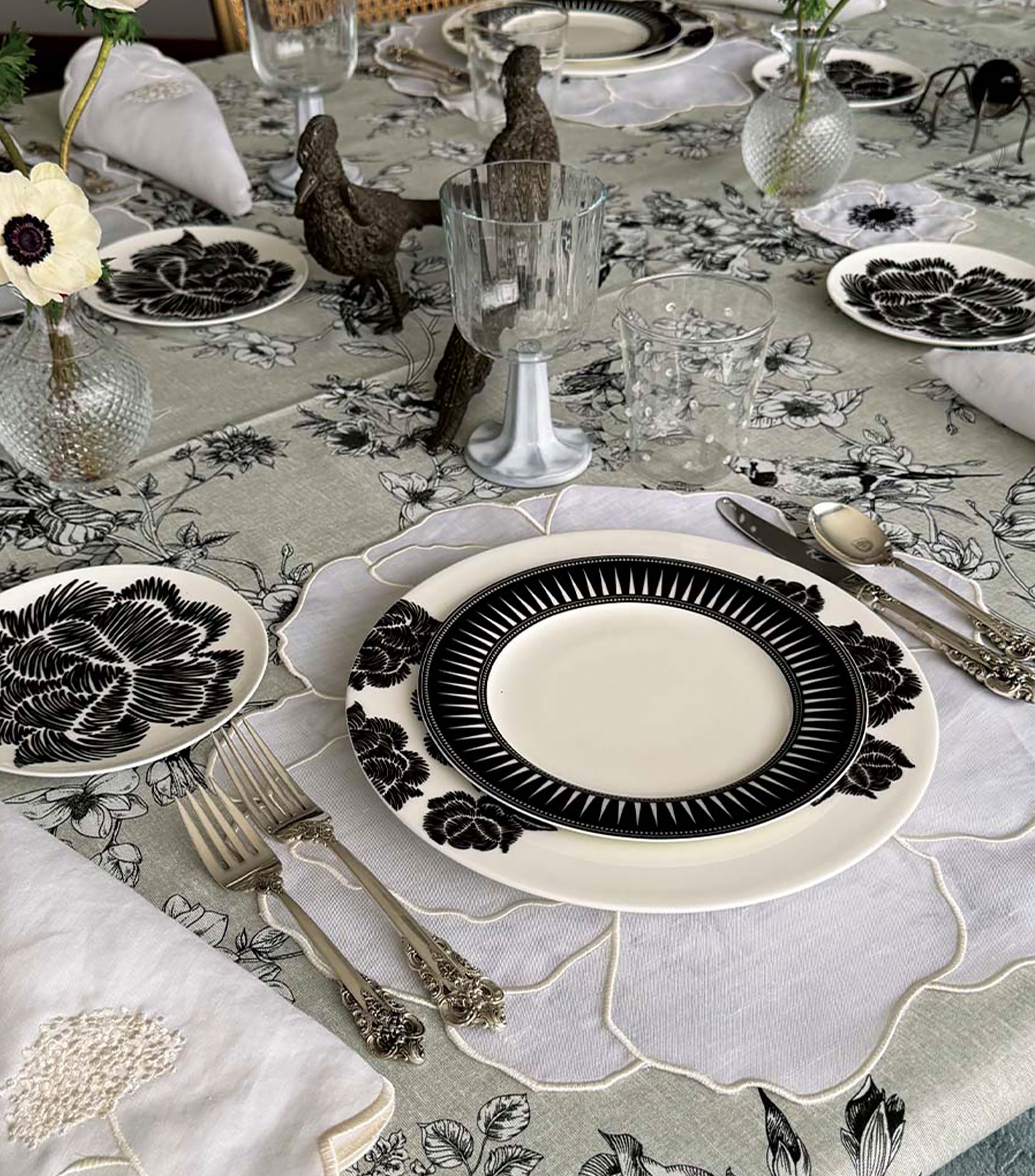 Set de 4 manteles individuales Anemona Blanco