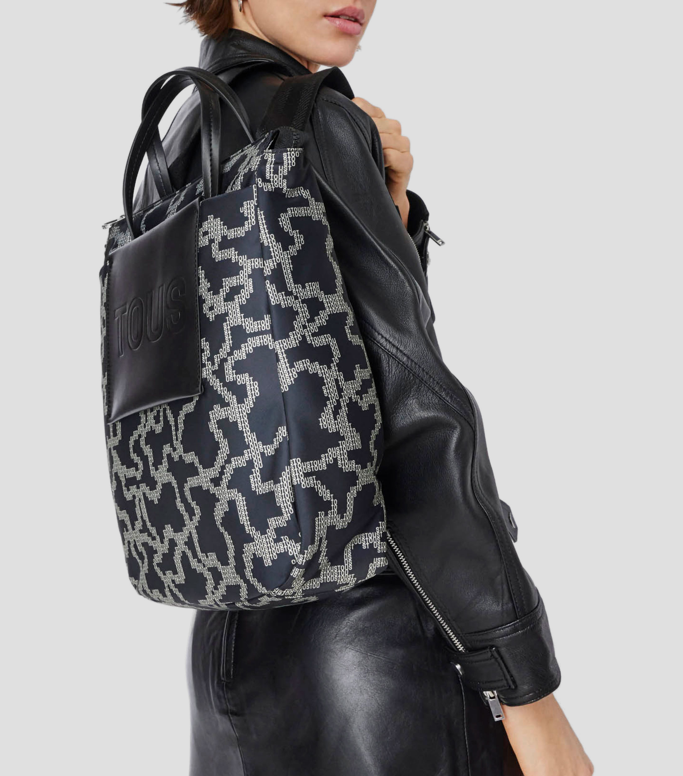 Bolso backpack negro Kaos Pix Soft con ositos Mujer