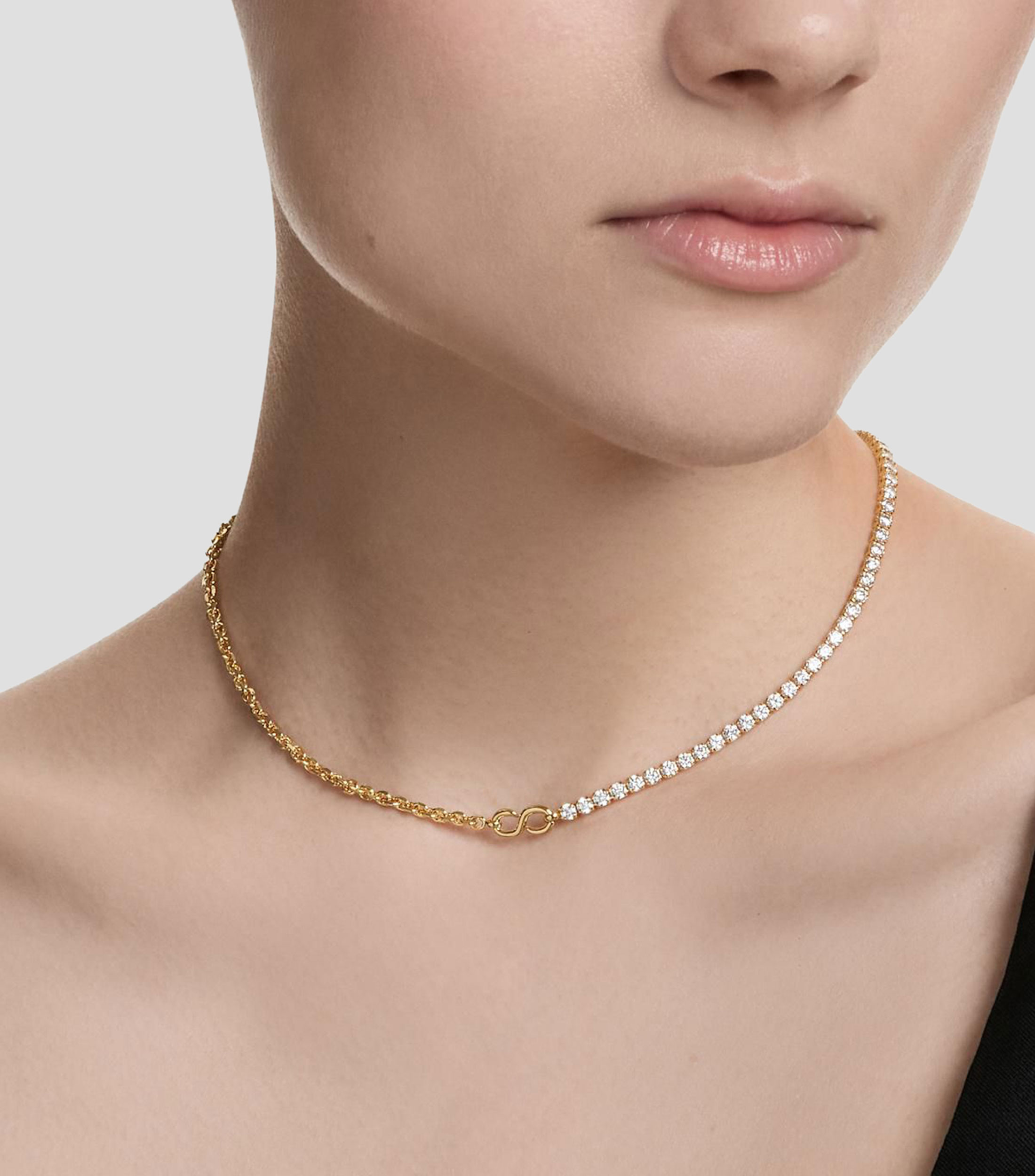 Collar de eslabón en S con cristales Matrix Mujer