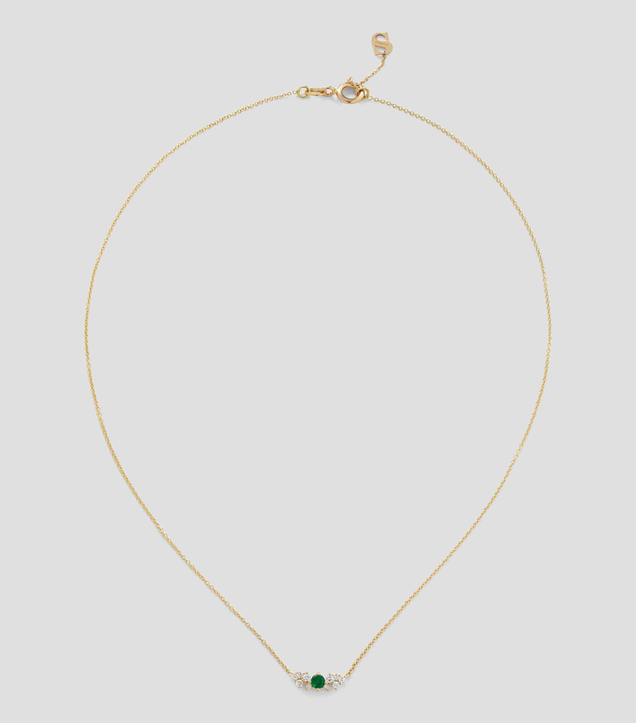 Collar en Oro amarillo de 18 Kilates con esmeralda y diamantes Mujer