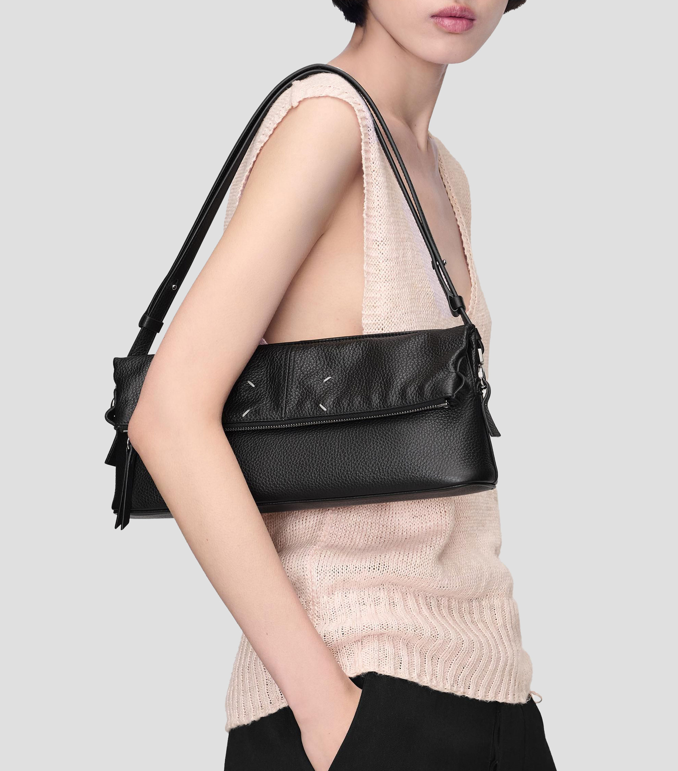 Bolsa Pouch en piel liso Mujer