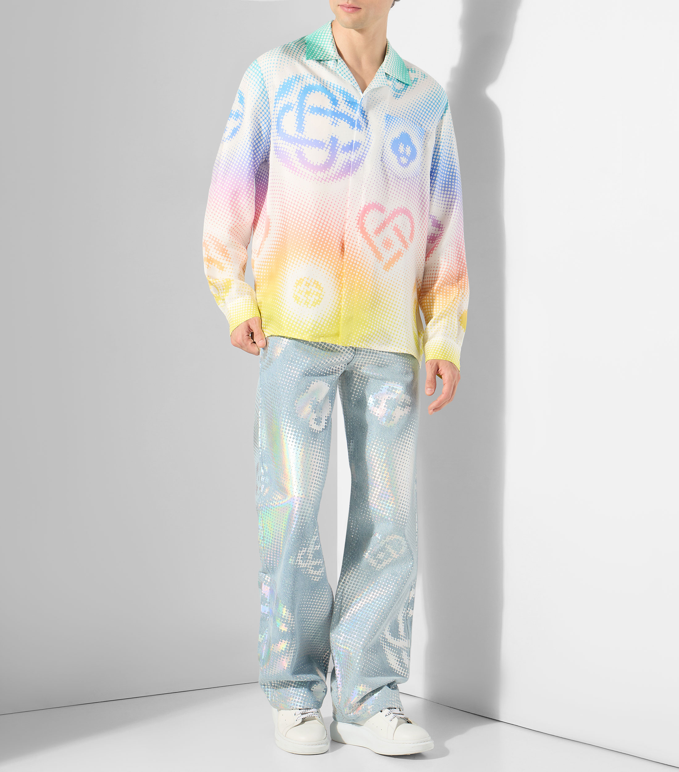 Camisa estampada con manga larga Hombre