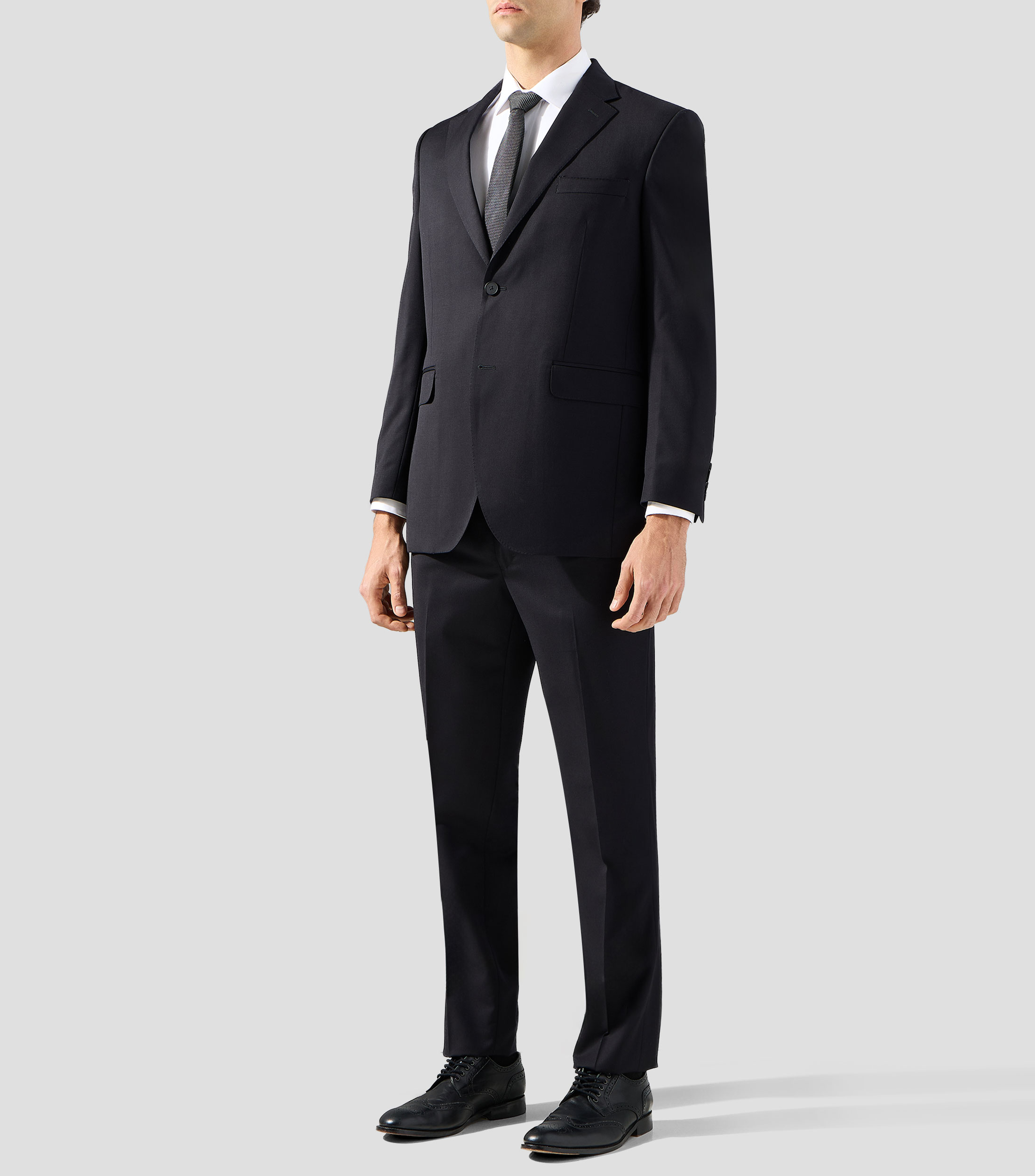 Traje de corte slim en lana liso Hombre
