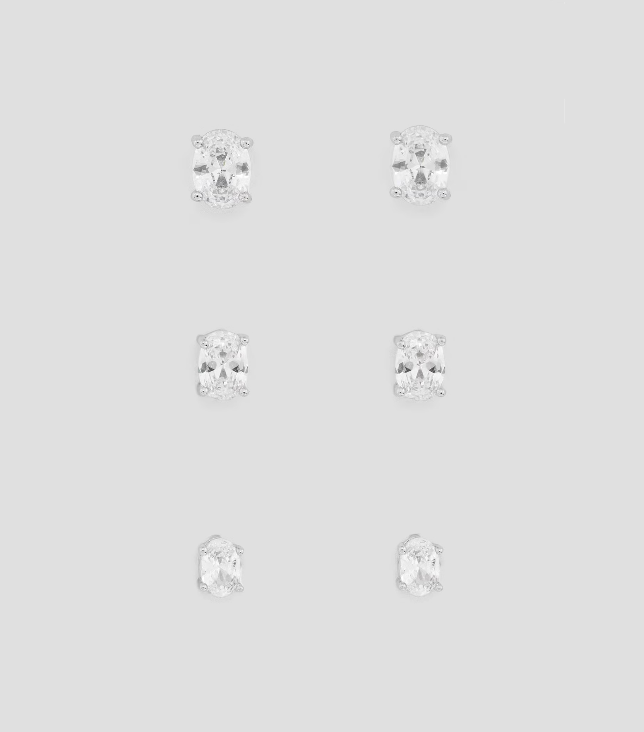 Set 3 Pares de Aretes con circonias Ovalstud Mujer