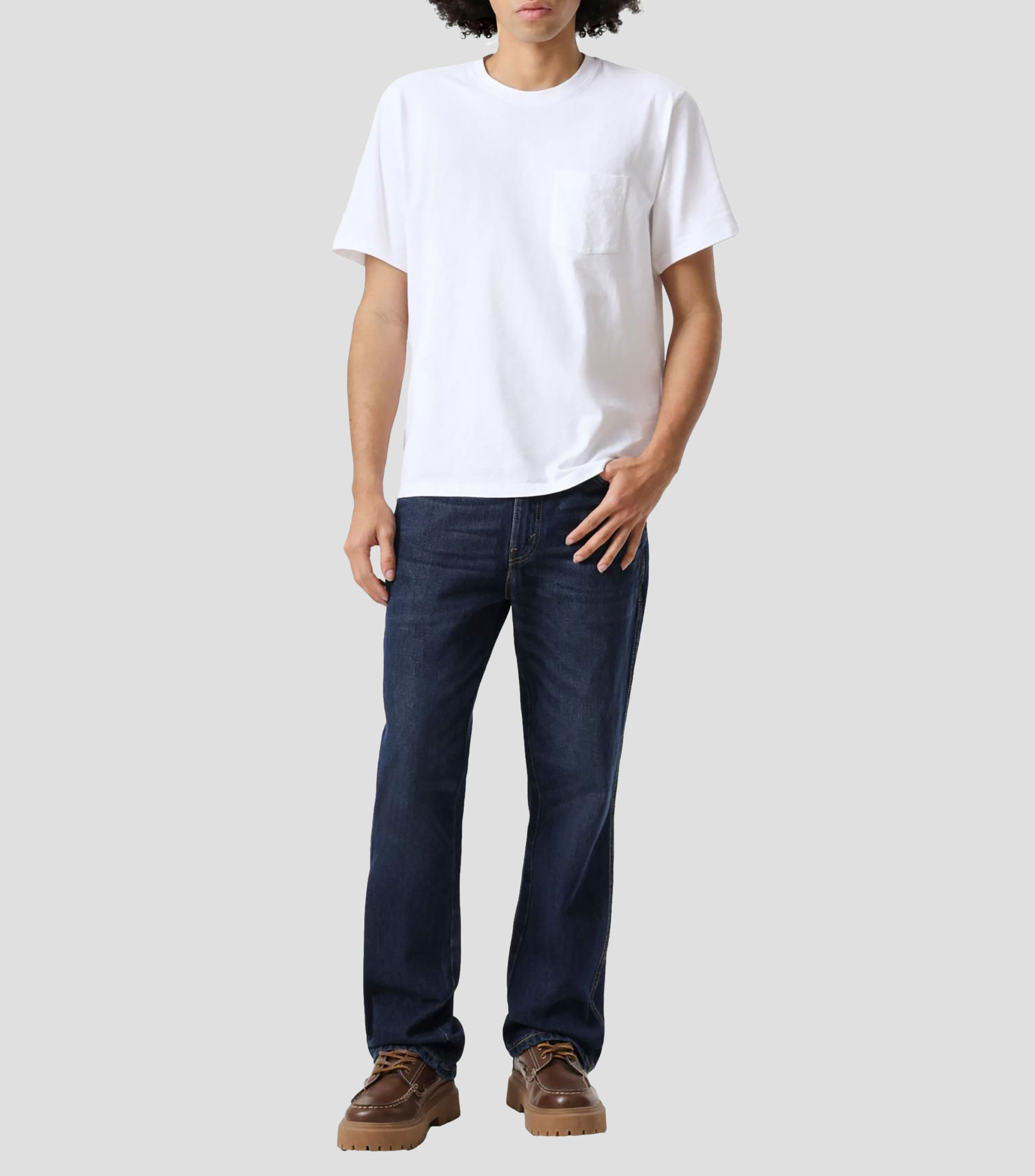 Playera de cuello redondo con manga corta lisa Hombre