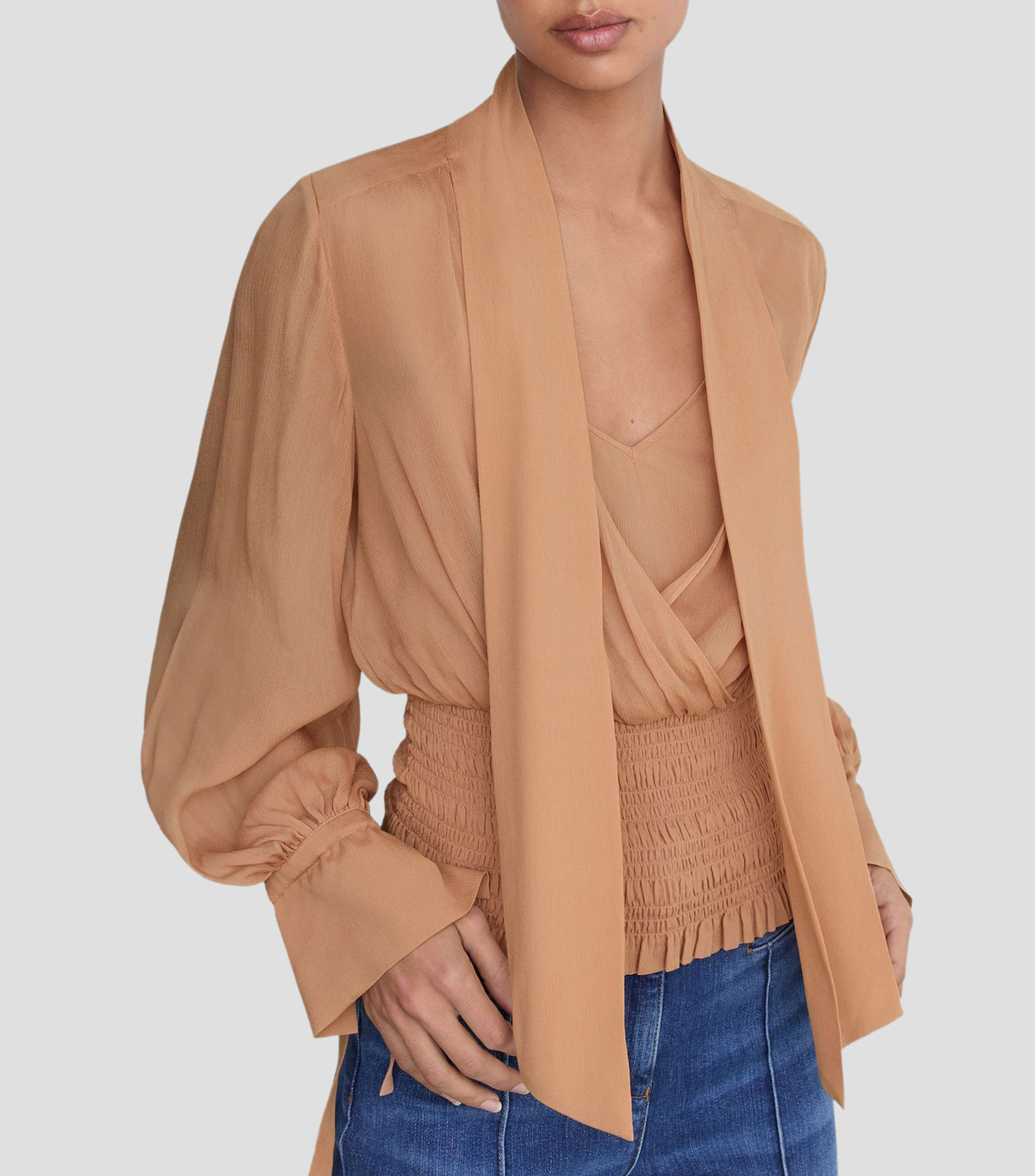 Blusa lisa manga larga Mujer