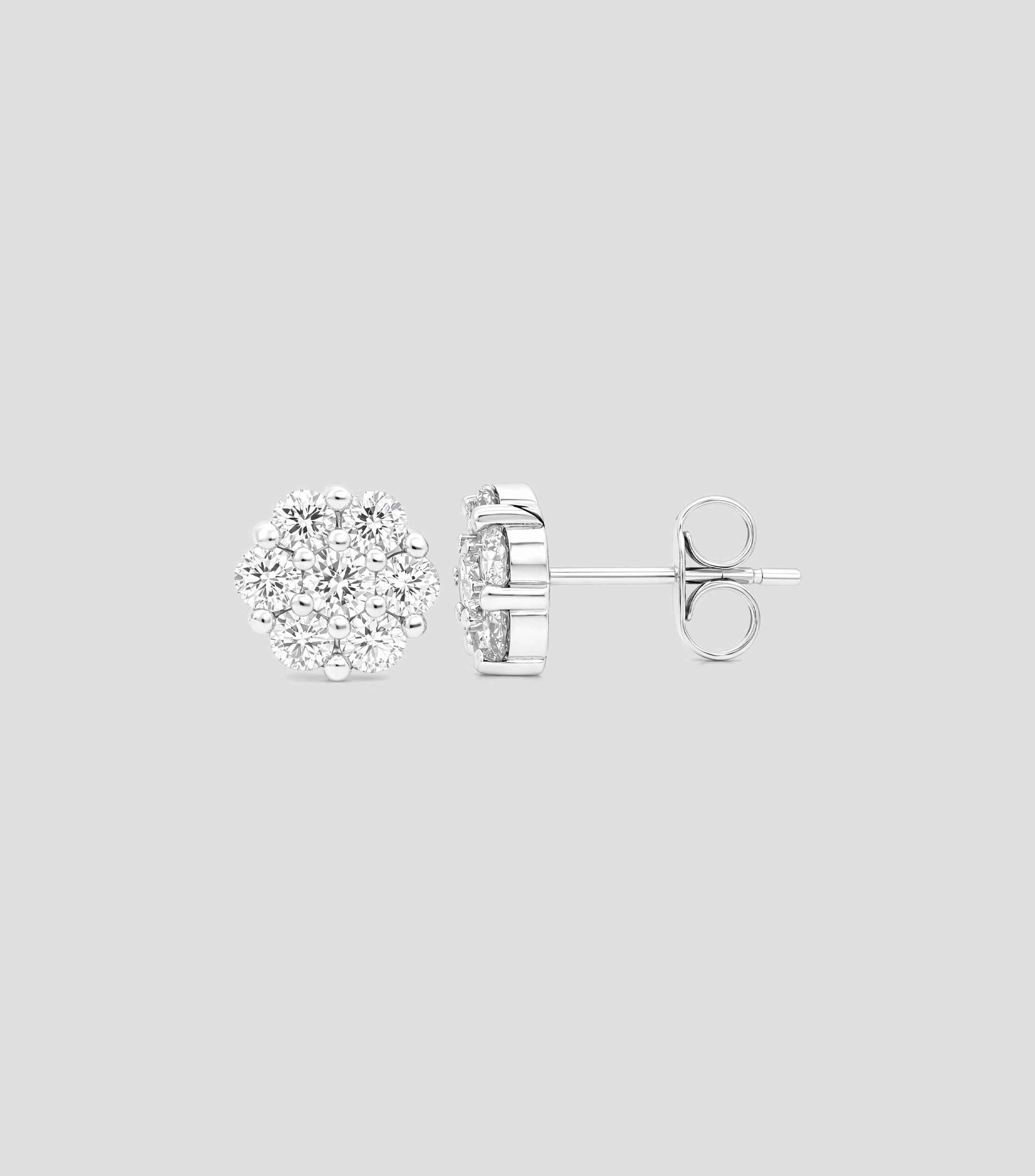 Aretes en Oro blanco de 14 Kilates con diamantes Mujer