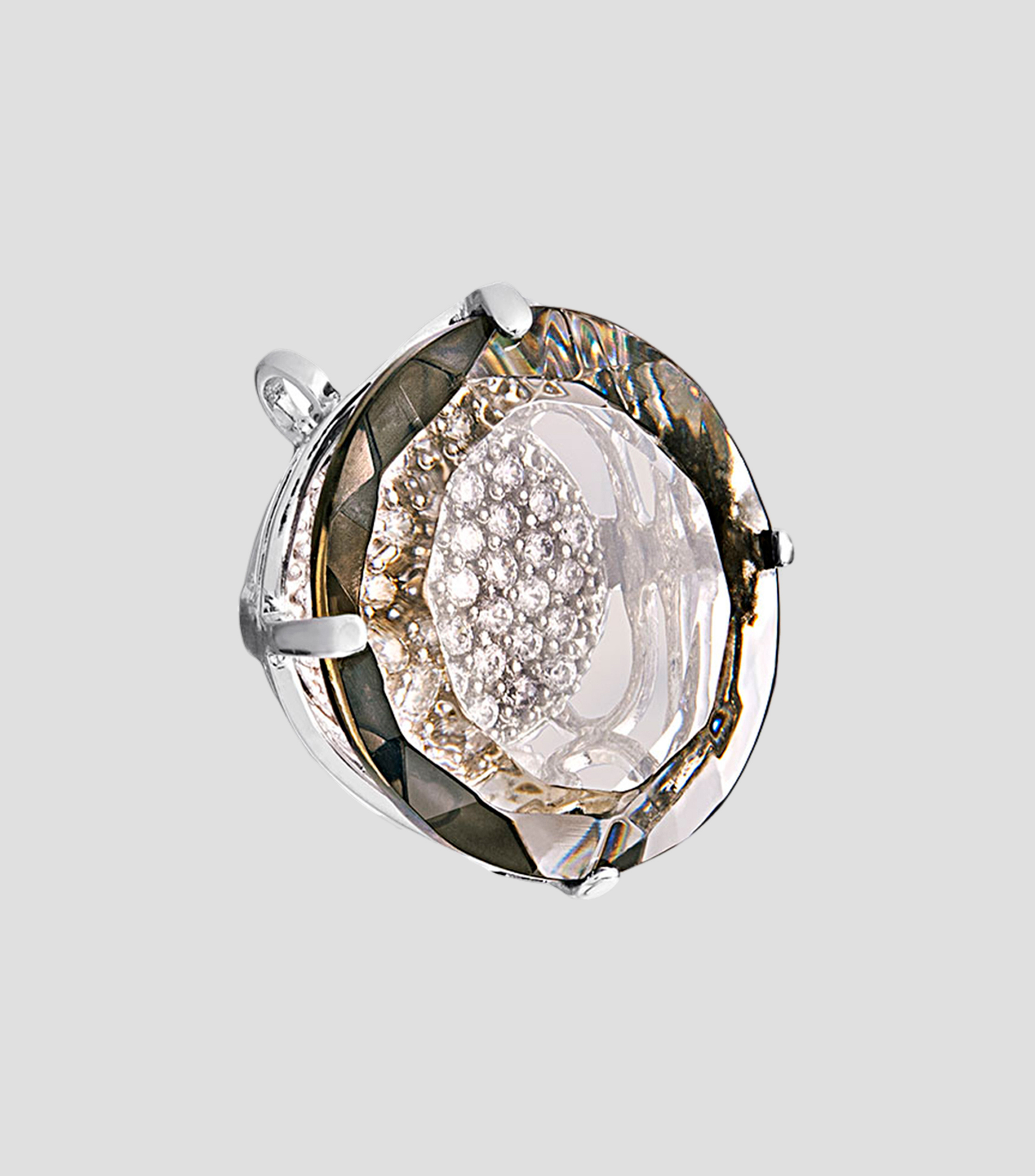 Dije en plata Espejo de Agua con cristal genuino facetado Mujer