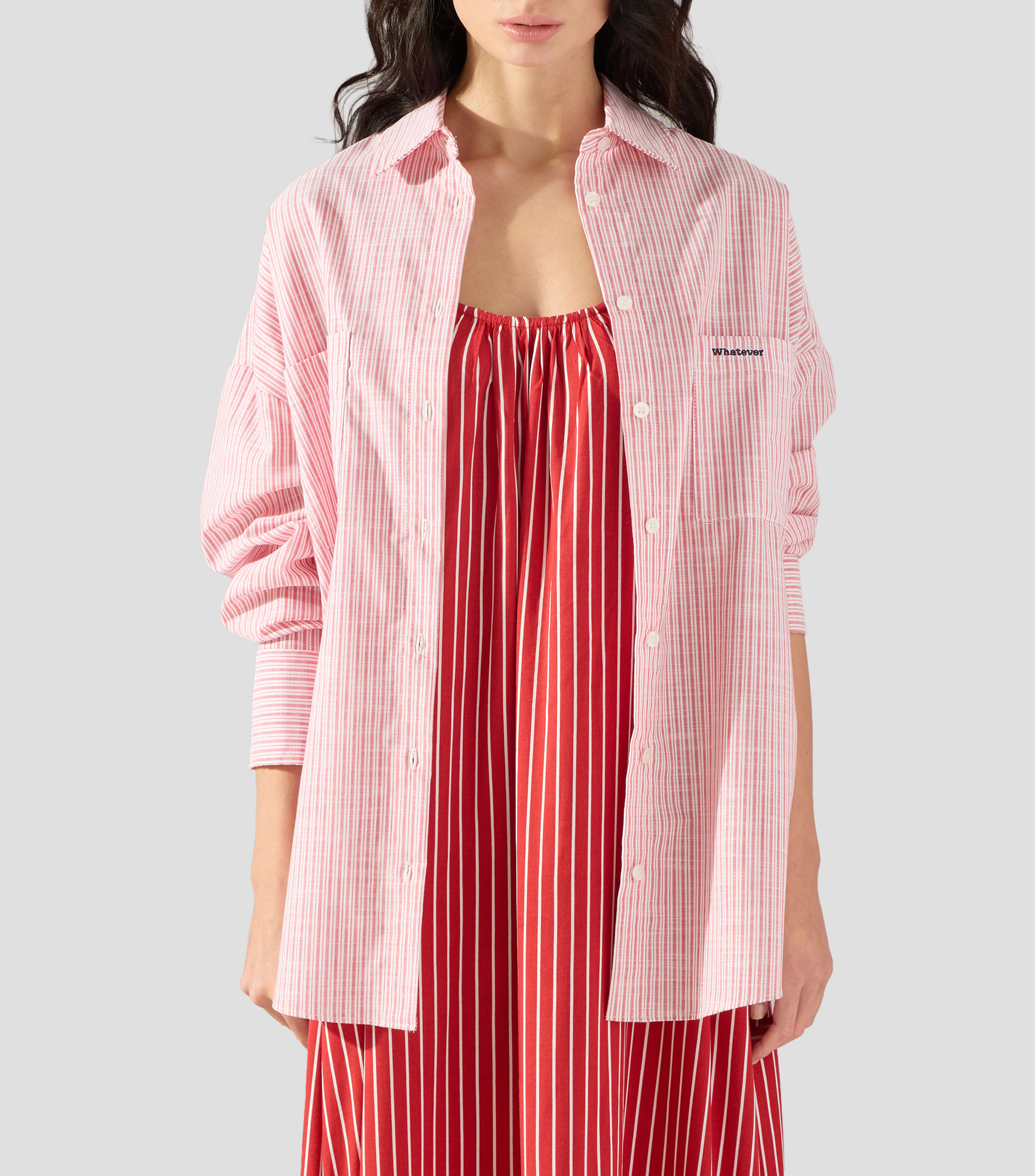 Camisa a rayas manga larga Mujer
