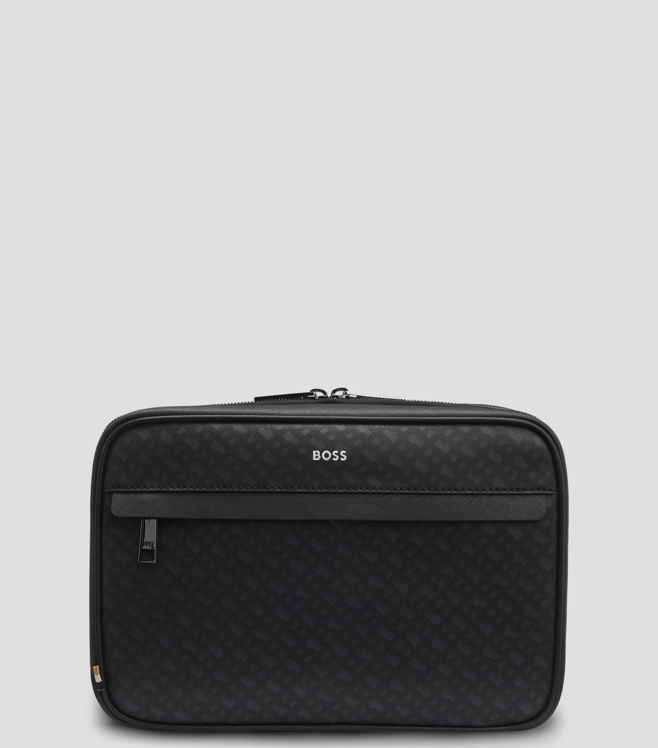Neceser con monograma y logotipo metalizado en relieve Hombre