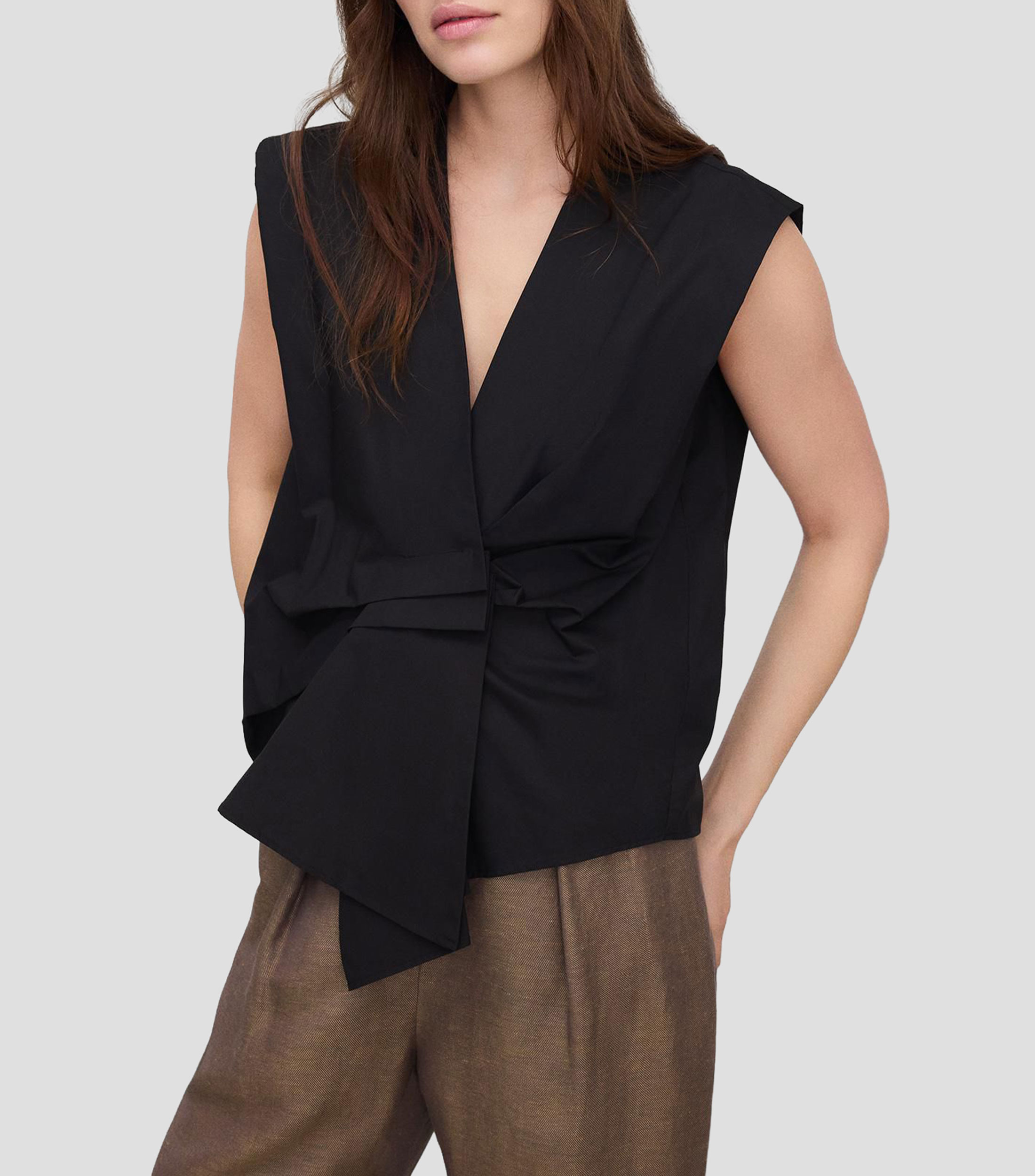 Blusa lisa sin manga Mujer