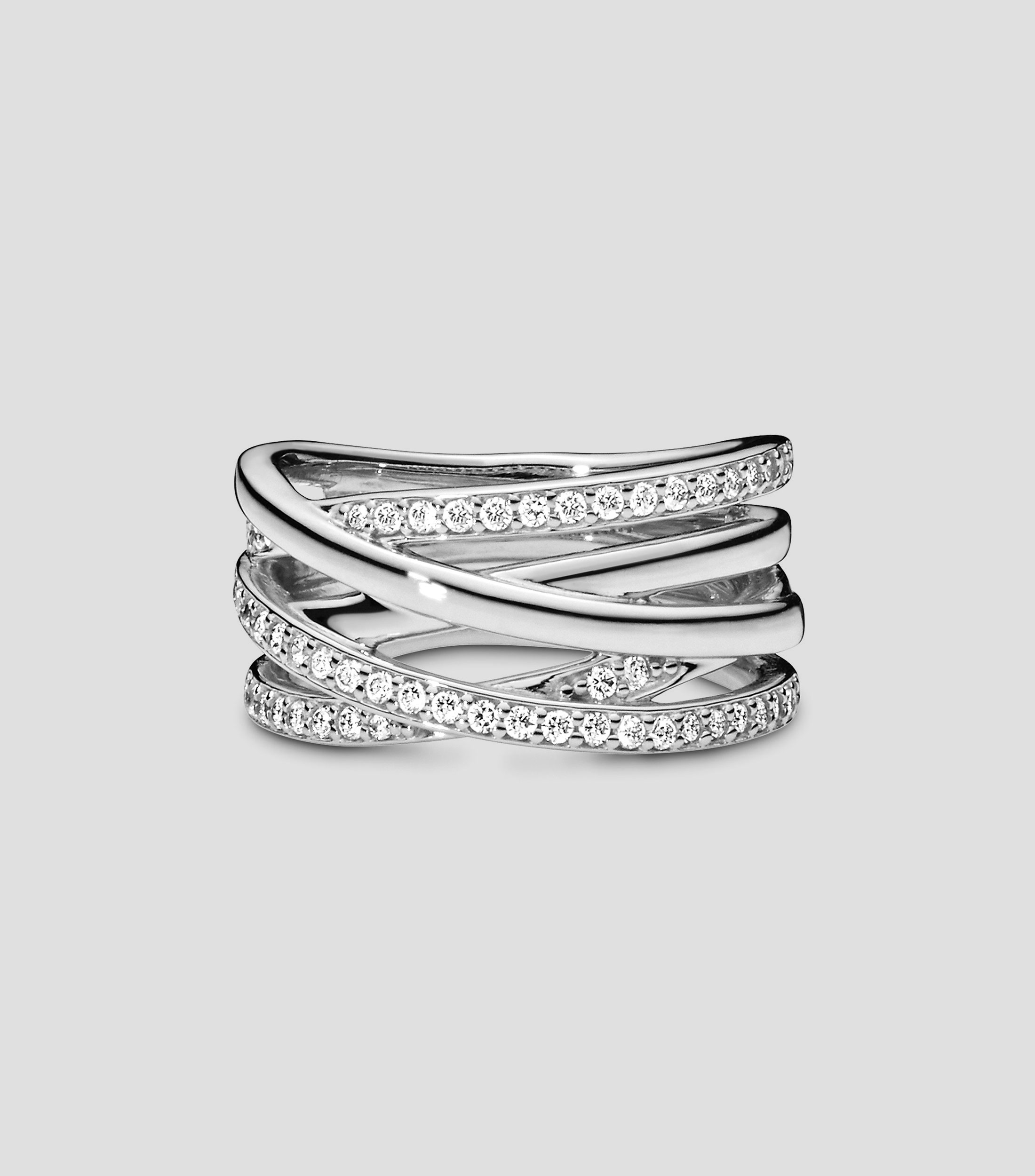 Anillo ancho en plata .925 Rose con circonitas Mujer Talla: 64